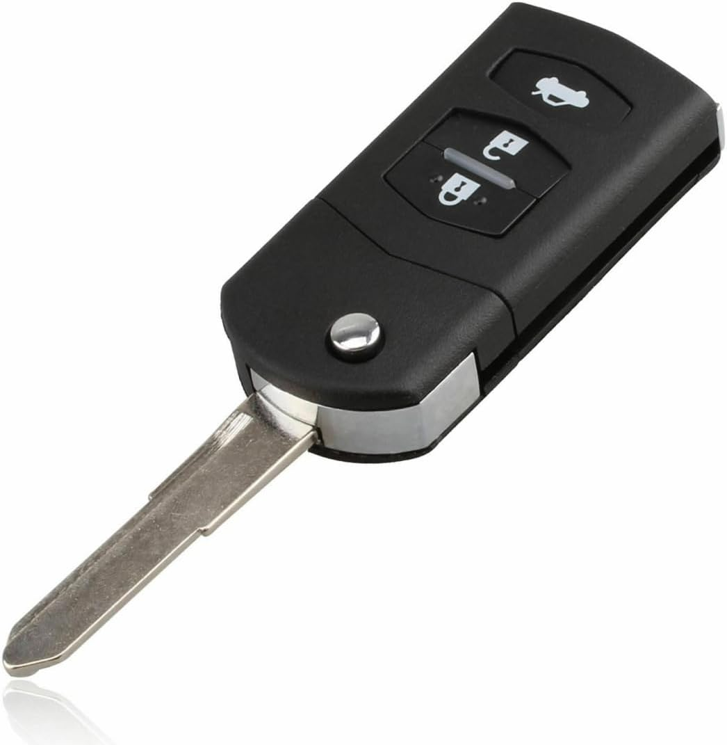 Remote Car Key Shell for Mazda 3 Flip Case Blank Enclosure Fob Direct Replacement 3B 3 Button Unlock Lock Trunk Uncut