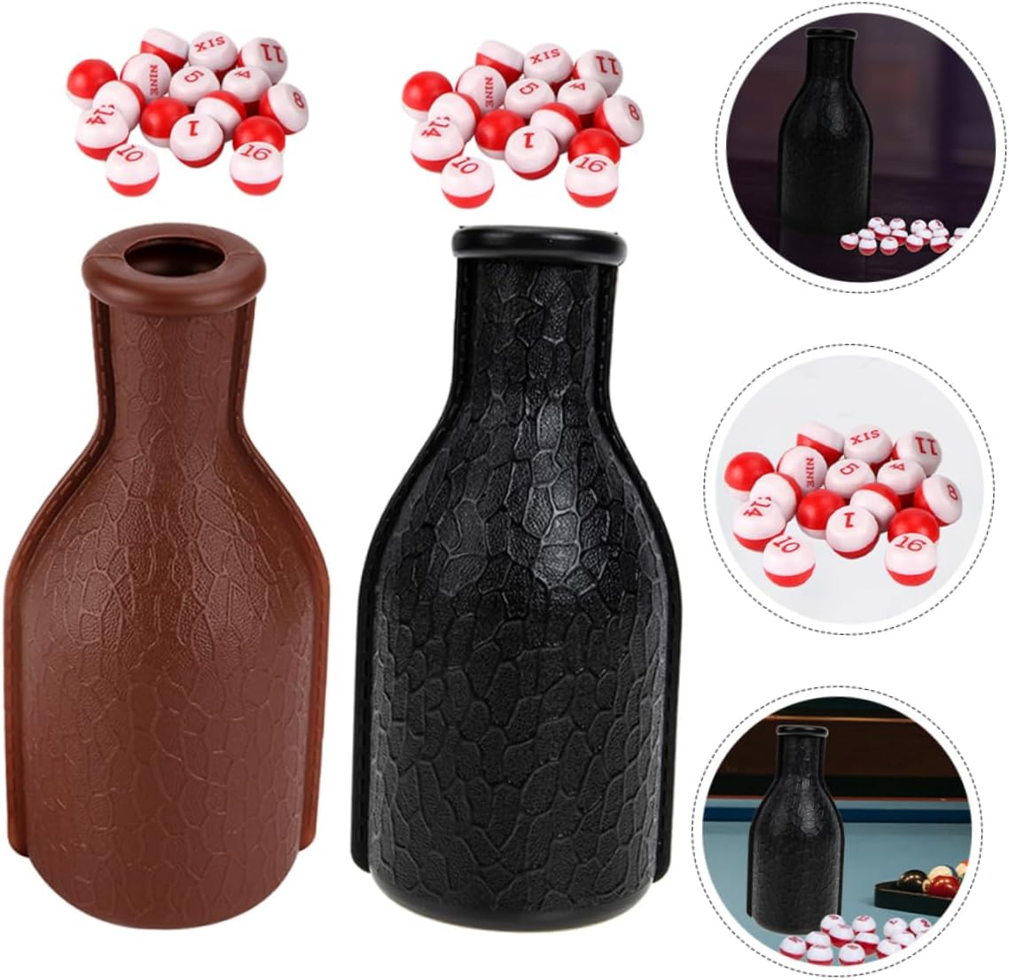 Outanaya 2 Sets Billiards Number Dice Billiard Pill Bottle Billiard Pool Dice Billiard Game Bottle Plastic Billiard Ball Dice Portable Billiard Bottle Snooker Bottle Pool Table image number 3
