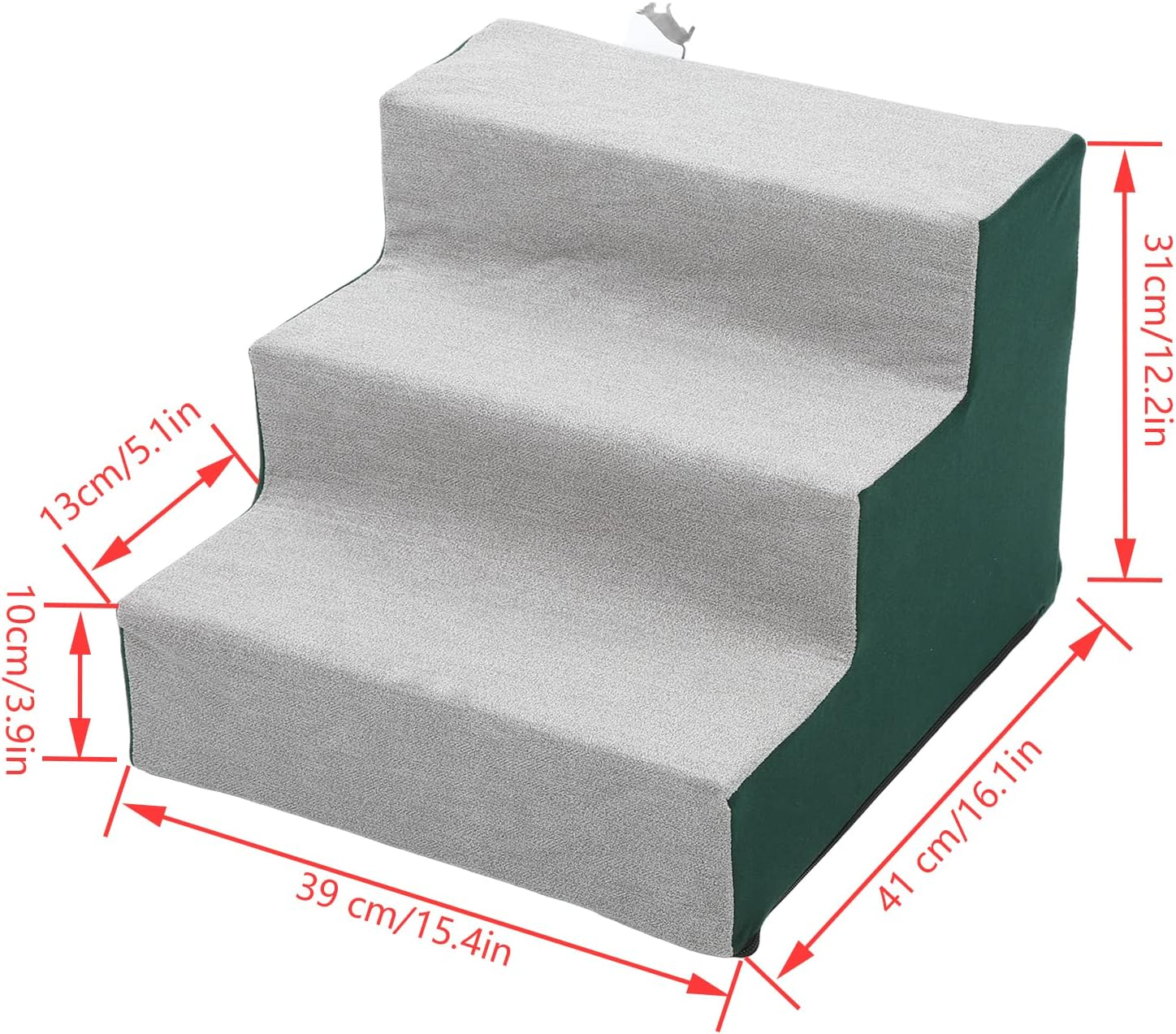 Pet Steps, Soft Plush Portable Pet Stairs with Removable Washable Cover, Non Slip Dog Stairs Folding Pet Stairs for Small Dogs Cats Pets image number 2