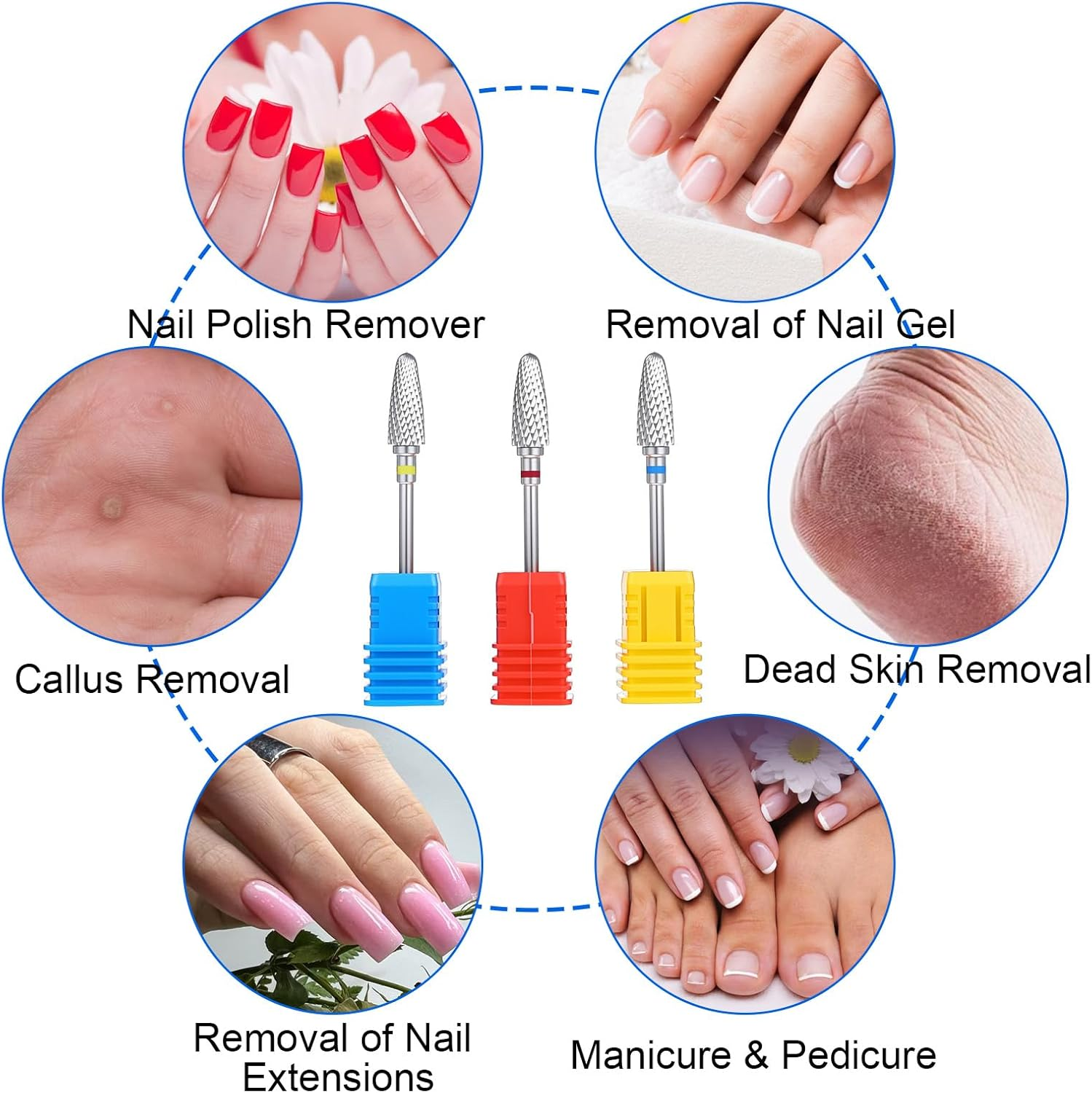 Qianyu 3PCS 3/32" Carbide Nail Drill Bit, Cone Tungsten Drill Bit Set Professional Drills Machine Accessory Remove Acrylic Hard Gels Quickly and Safely for Nail Art Manicure Pedicure image number 6