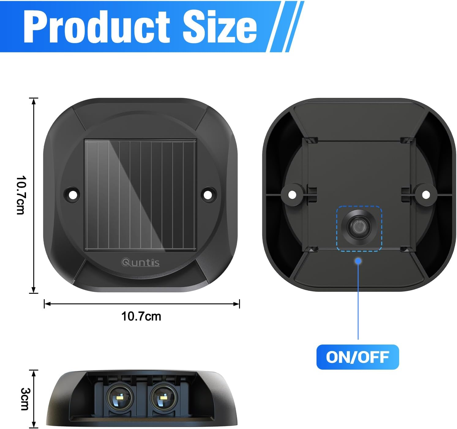 Quntis 4Pack Solar Lights for Deck Steps, Two-Way LED Dusk to Dawn Stair Lights, IP65 Waterproof Outdoor Solar Lights for Garden Pathway Lawn Patio Walkways Sidewalk Front Door Driveway, Warm White image number 6