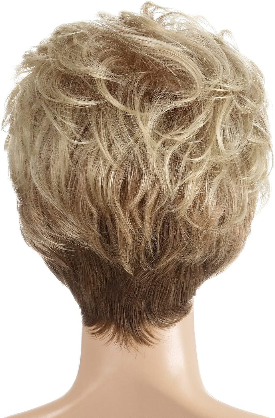 AUBWIG Mixed Blonde Short Hair Fluffy Hair Natural Curly Hair Wigs with Fringe for Women Heat Resistant Synthetic Hair Wig Daily Use (Mixed Blonde #2H) image number 1