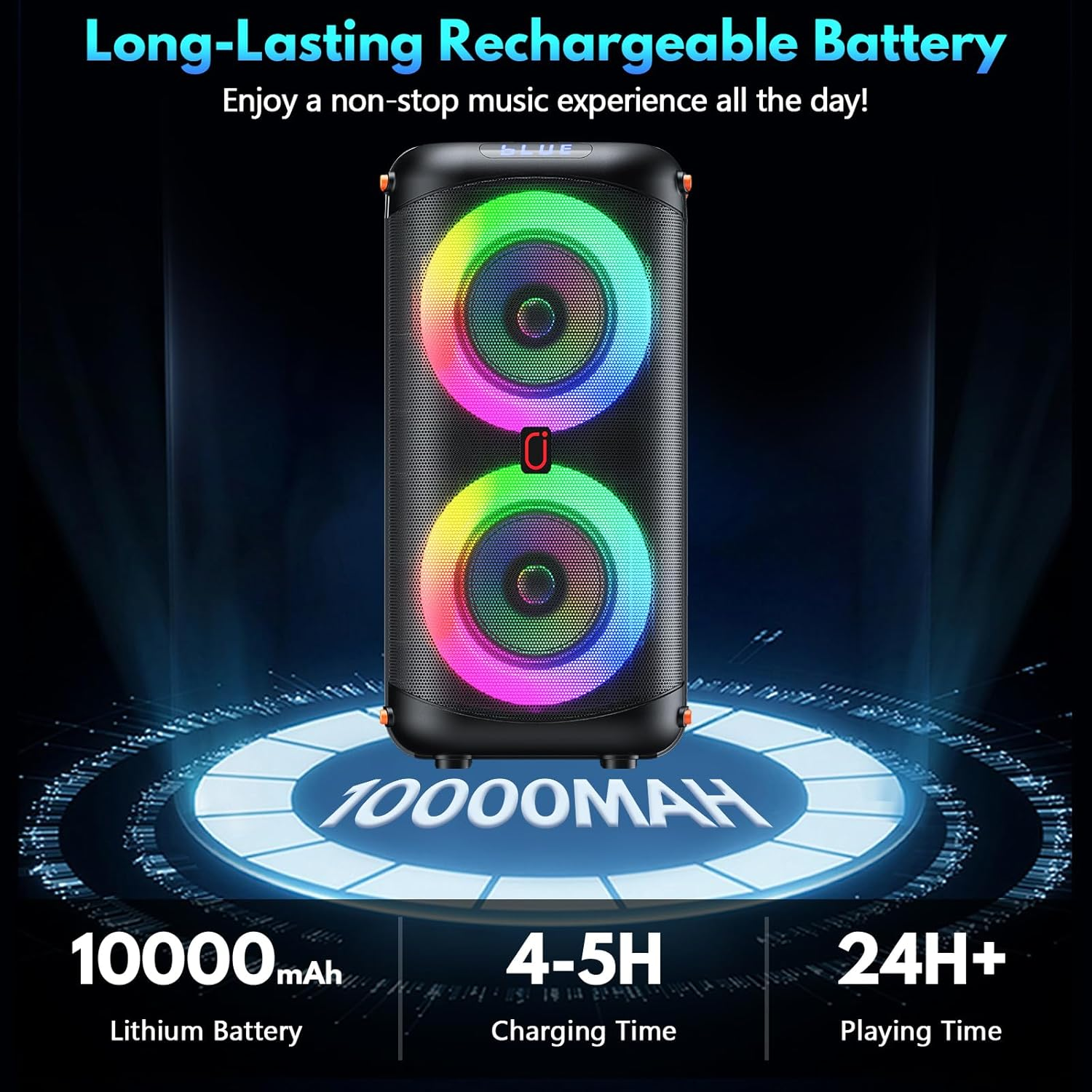 Karaoke Machine with 2 Wireless Microphones, Portable Bluetooth 5.3 Karaoke Speaker for Party, PA System for Adults with Echo Adjustment/Remote Control/Led Lights, Support TV/USB/AUX/TF Card (200W) image number 3