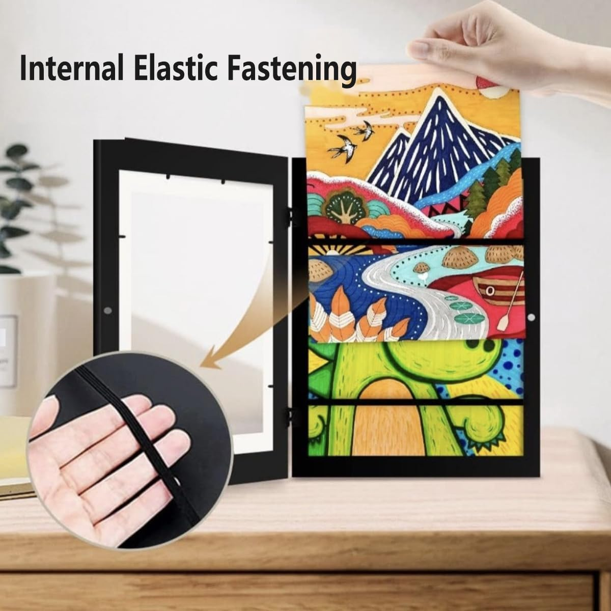 AIMALL A4 Kids Art Display Flip Photo Frames &ndash; 2-Pack Magnetic Front-Opening Picture Frames for Children&rsquo;S Artwork, MDF Composite Pine Wall Mount Frames, Black 11.7X8.3In image number 3