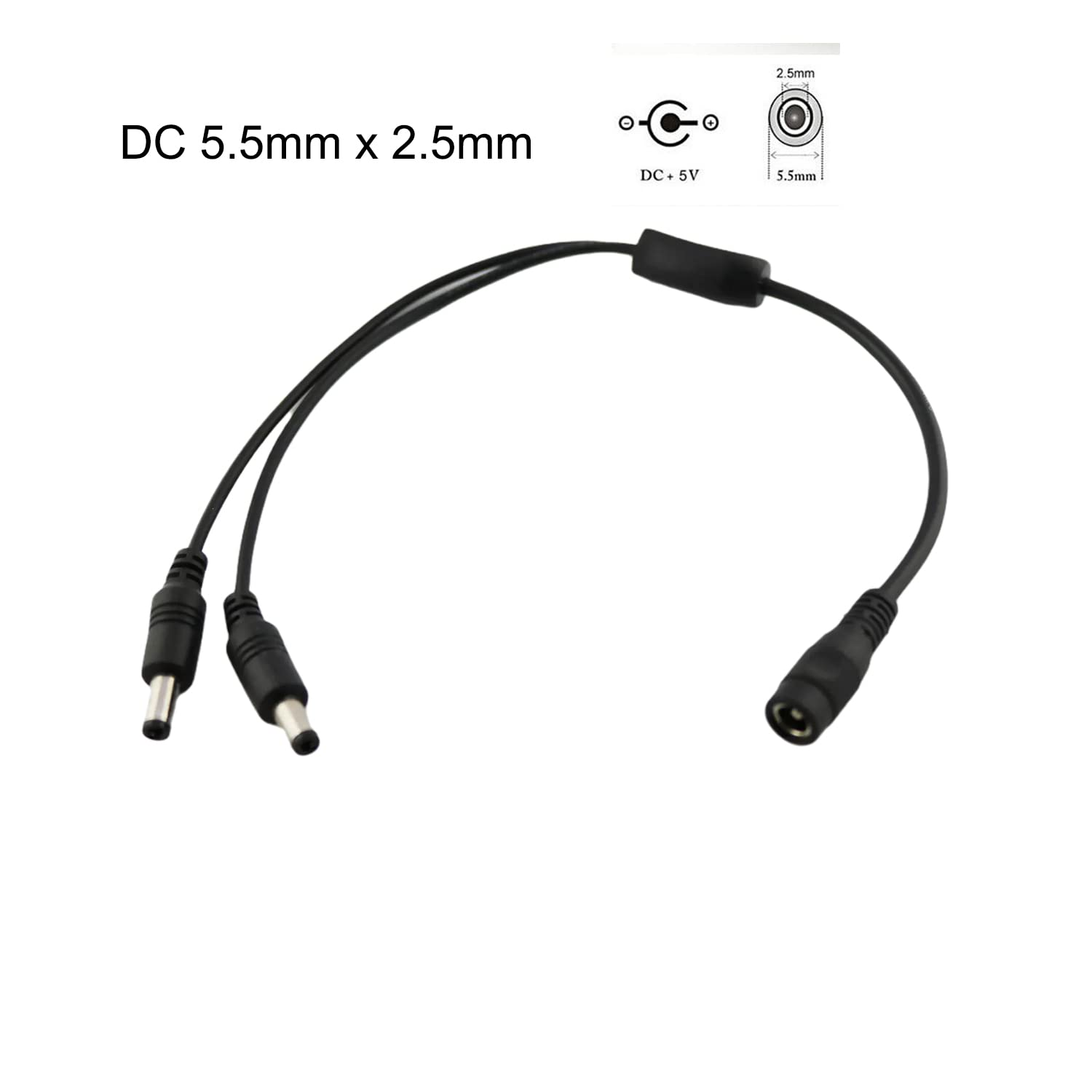 Upperfu 2Pcs CCTV DC Power Splitter Cable 5.5Mm X 2.5Mm Female Jack to 2 Male Splitter Connector Cable 5.5Mm X 2.5Mm Adapter for LED Strip Surveillance Camera Security Camera image number 1