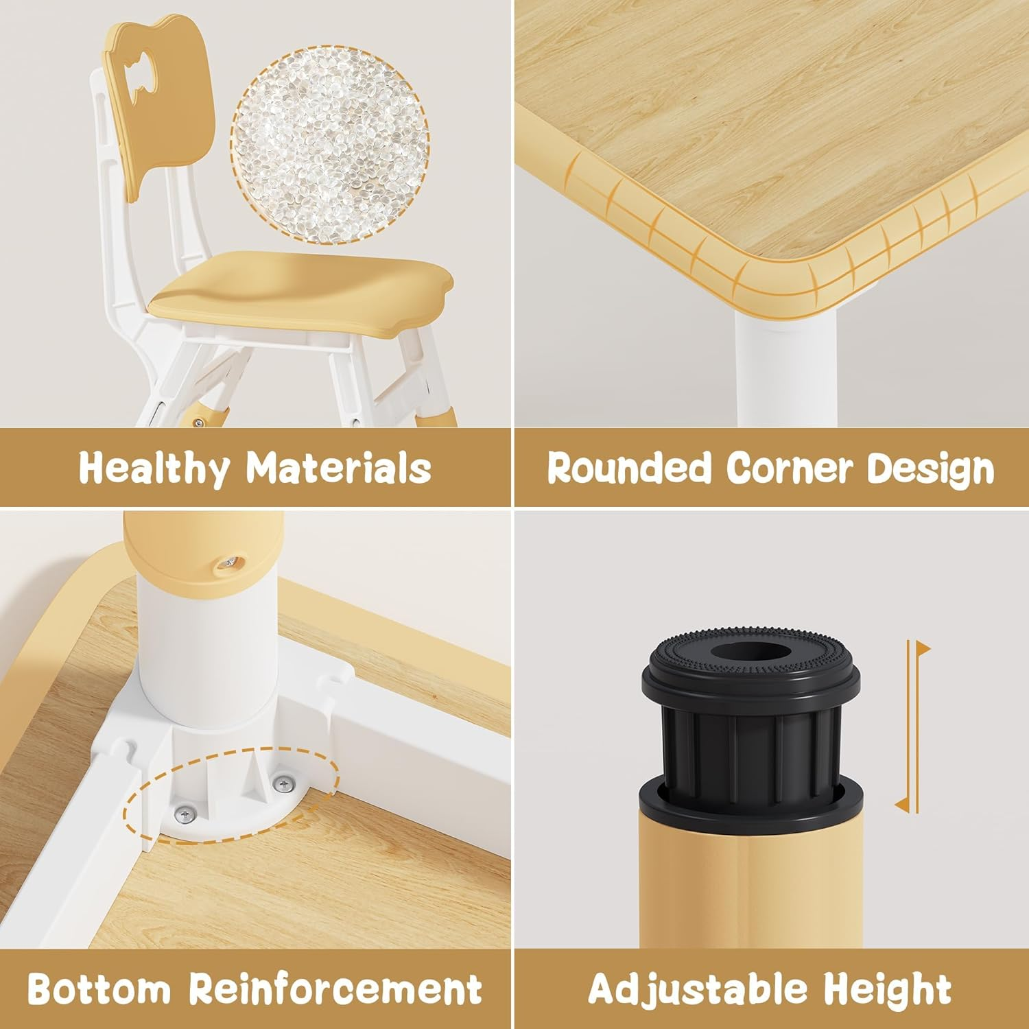 Omebel Kids Table and 2 Chairs Set, Height Adjustable Toddler Table and Chair Set, Graffiti Desktop, Classroom/Daycare/Home, Children Multi-Activity Toddler Table Kids Table for Ages 2-8 image number 1