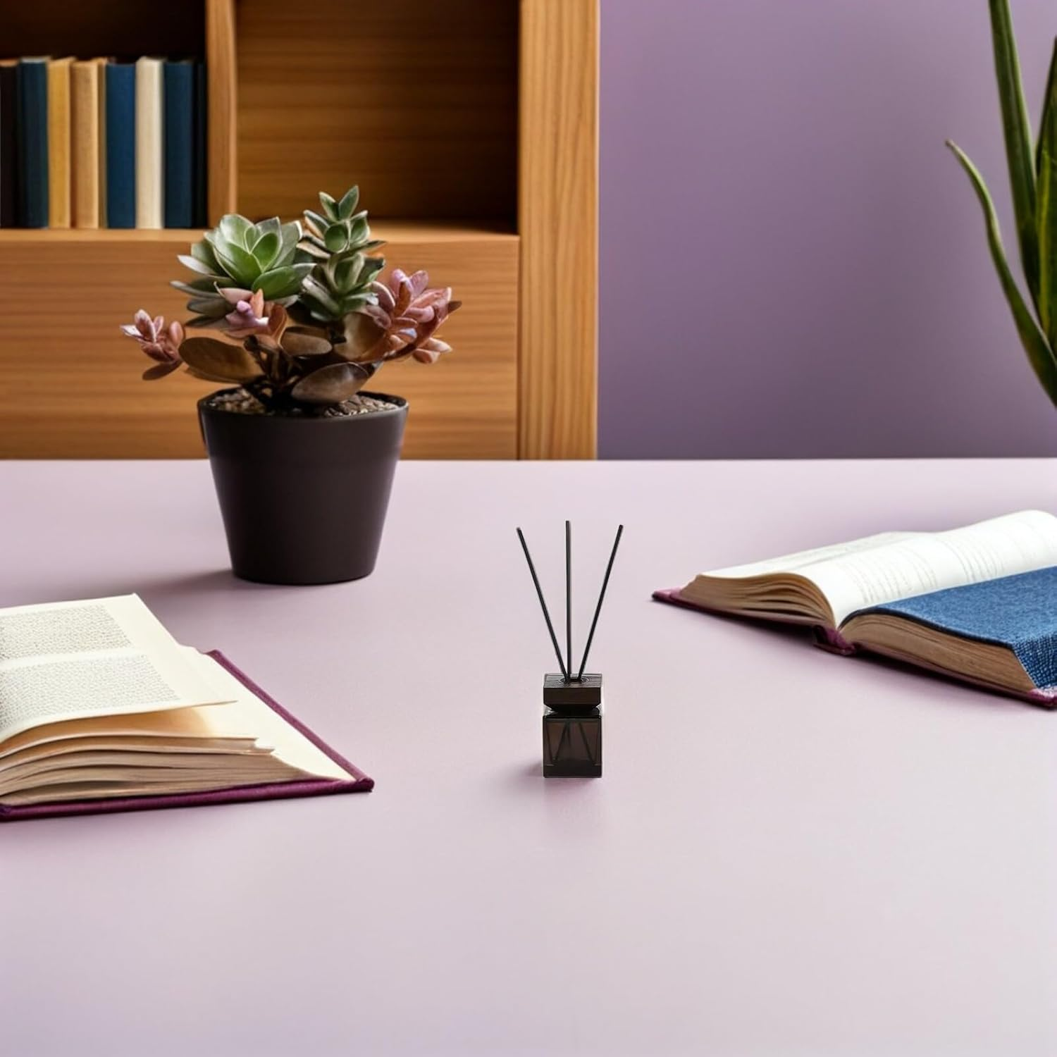 Rattan Aroma Diffuser Bottle Set 100Ml Glass Container with White Wax Wood Lid and Reed Sticks Fire-Free Aromatherapy for Home Fragrance Decoration image number 6