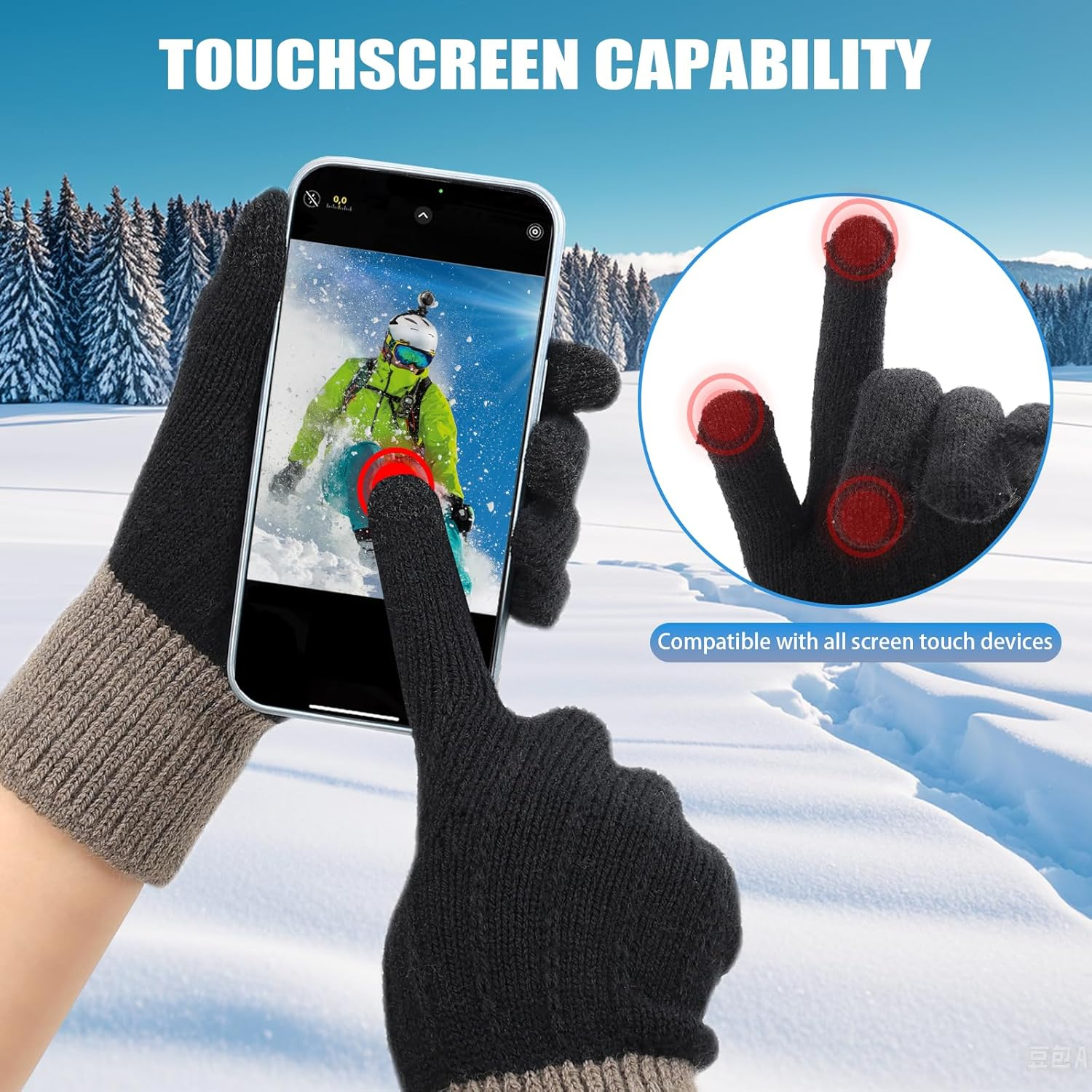 Viiotu Women'S Warm Winter Touchscreen Gloves - Fleece Lined, 9Cm Elastic Cuff, 22.5Cm Long, Stylish Cold-Weather Gloves for Ladies - Pink image number 2