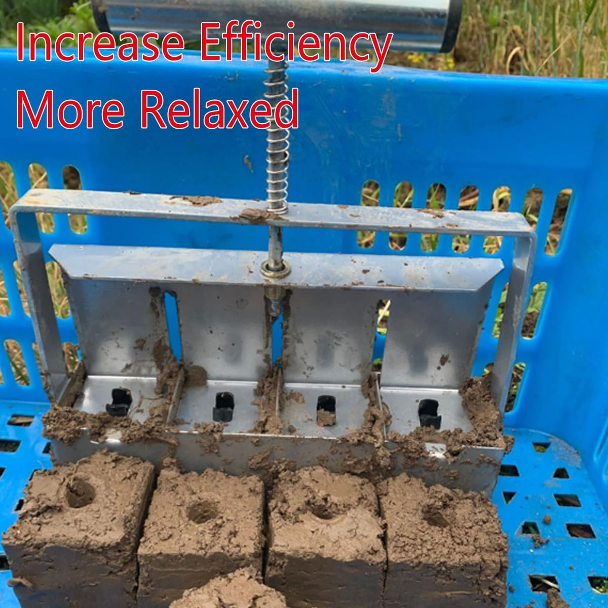 AIMALL Manual Soil Block Maker - Precision Hand-Held Garden Tool for Seed Starting, Sturdy Stainless Steel