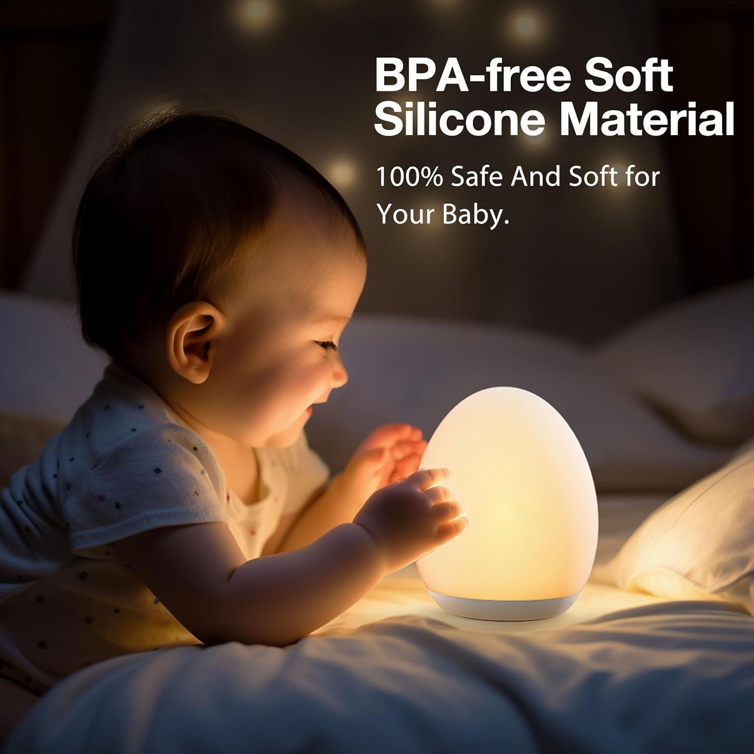 Night Light for Kids, Egg Light for Nursery with 7 RGB Colors Changeable & Stepless Dimming, Rechargeable Tap Light with 1H Timer & Touch Control, Portable Night Light for Babies BPA Free image number 5