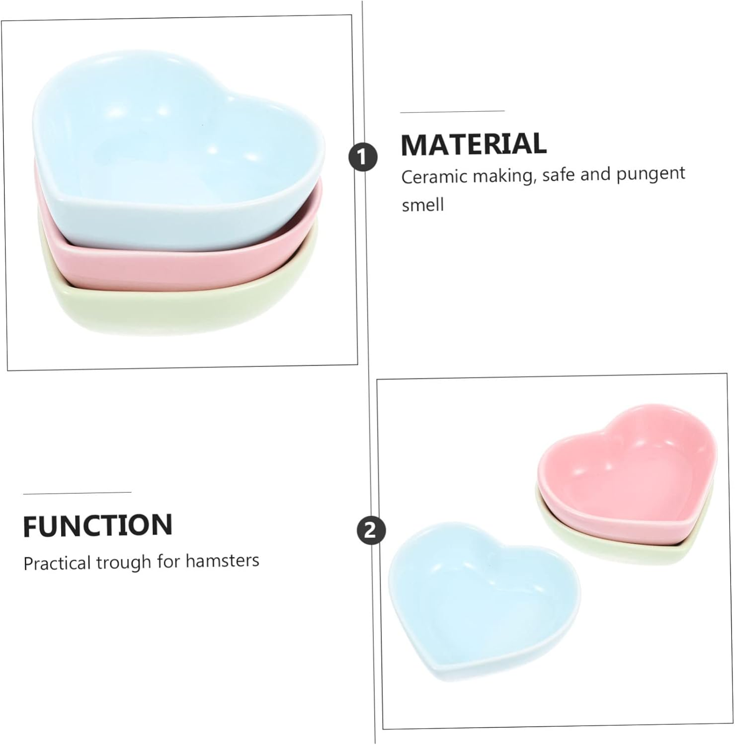 3Pcs Hamster Food Bowl Tiny Bowls Hamster Feeder Bowl Pet Food Container Guinea Pig Food Bowl Hamster Ceramic Cute Hamster Feeding Bowls Pink Bottle Ceramics Hedgehog Cat Food Bowl image number 6