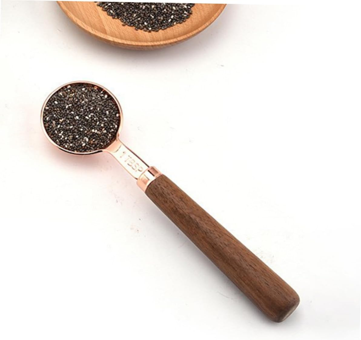 Hohopeti 2Pcs Measuring Spoons Spice Scoops Kitchen Measure Spoons Wooden Handle for Coffee Beans Tea Leaves