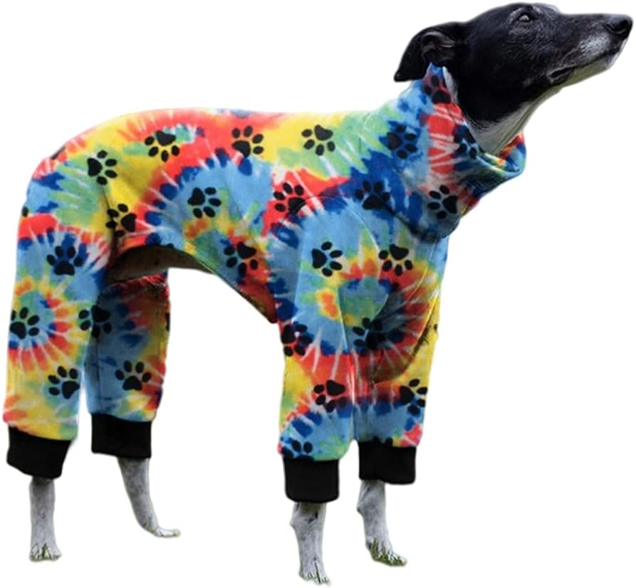 Cnkwei Dog Pajamas Medium Large Dog Paw Printed Greyhound Pajamas Jumpsuit Bodysuit image number 2