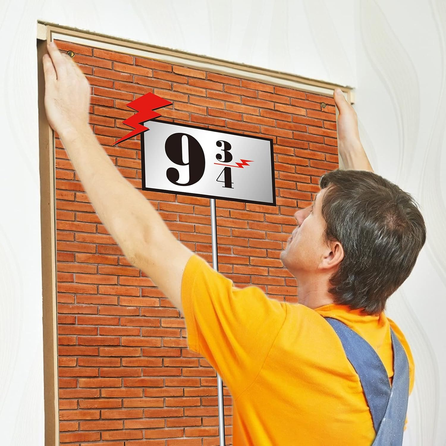 WEDNOK Platform 9 and 3/4 Brick Wall Party Backdrop Magic School Decorative Red Brick Wall Background Banner for Party Decoration Take Photo Indoor Outdoor Children Adult Birthday Gift image number 6