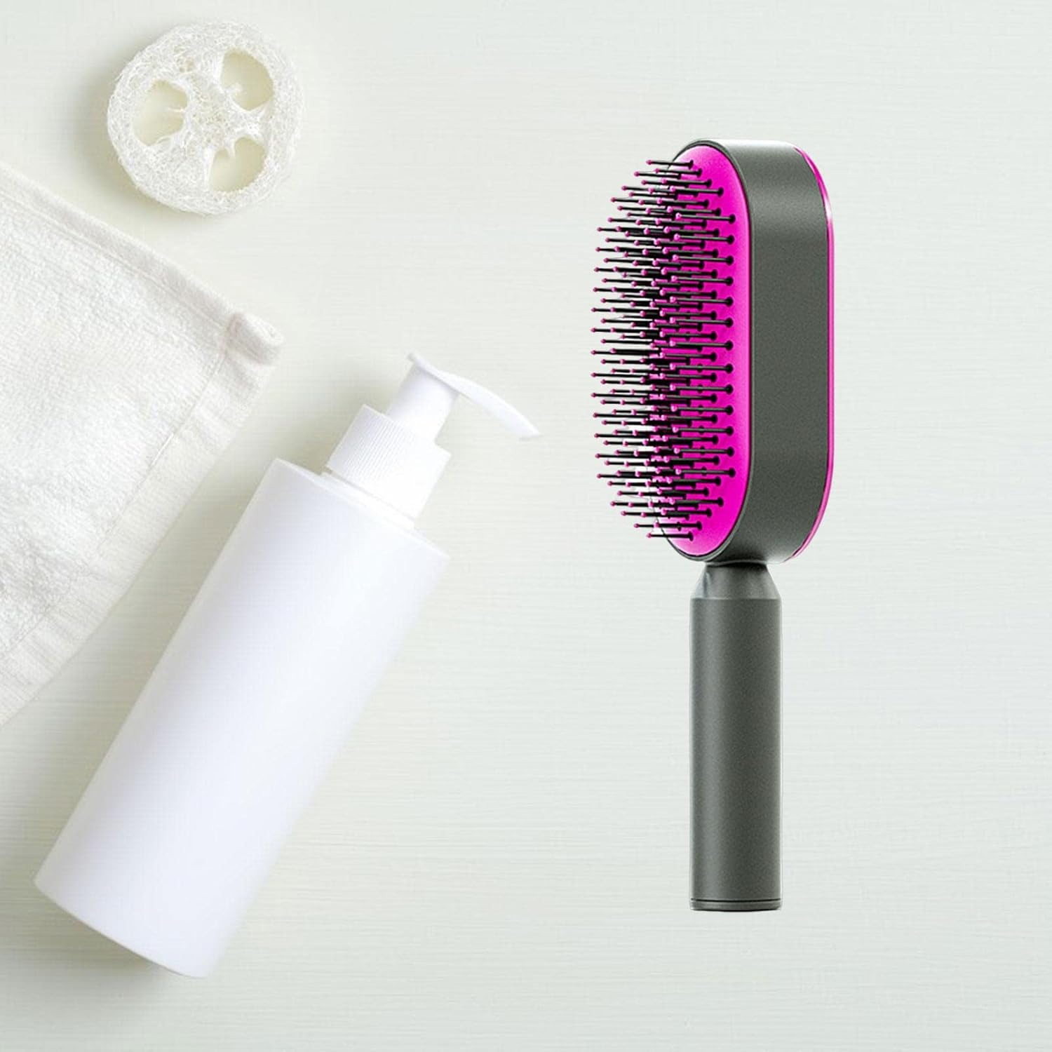 Perfk Detangler Comb Hair Brush Styling Comb Scalp Massage Hair Care, Rose Red image number 6