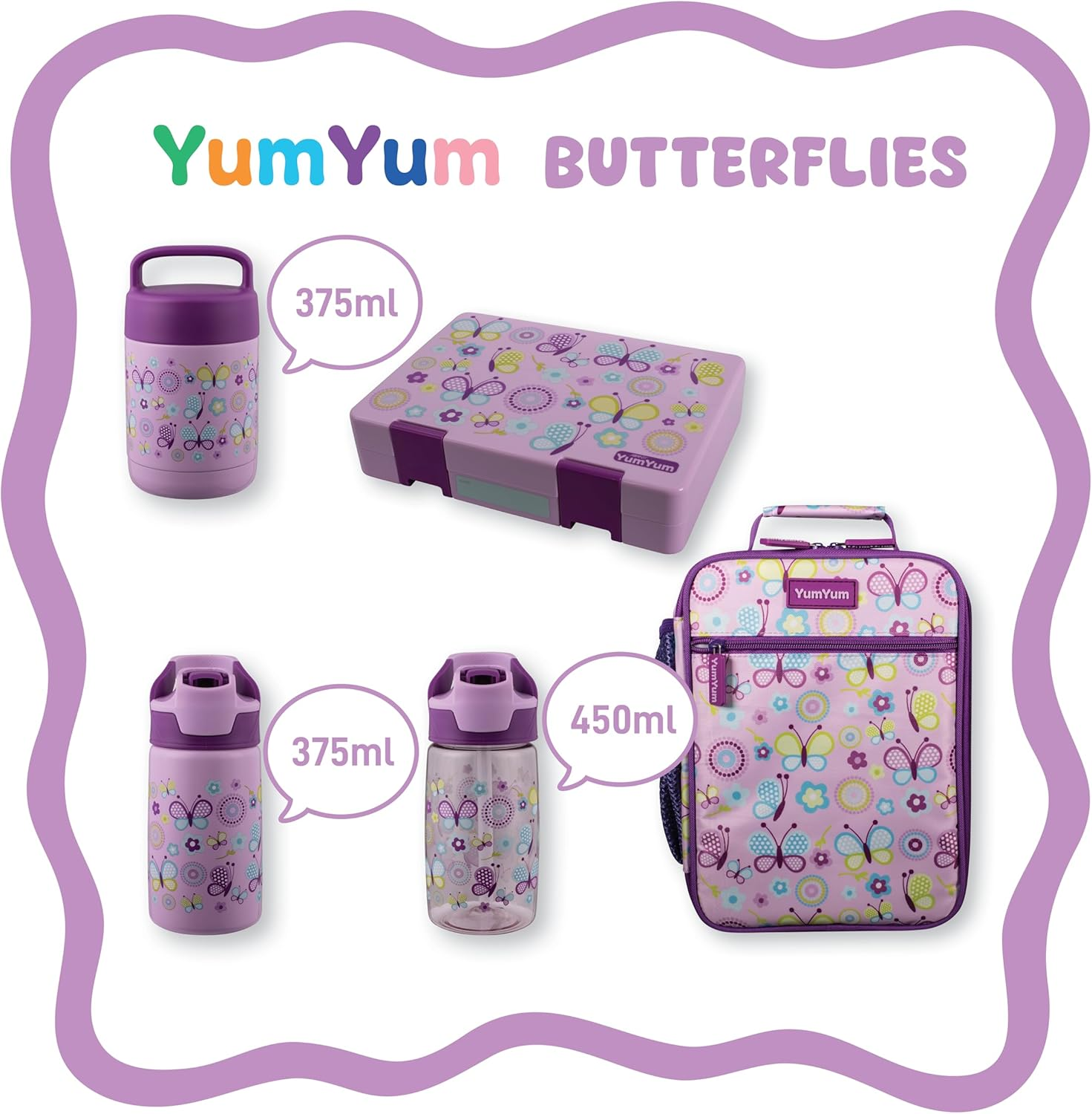 Avanti Yumyum Kids Autospout Tritan Drink Bottle, 450Ml, Butterflies - Dinosaur Parade image number 7