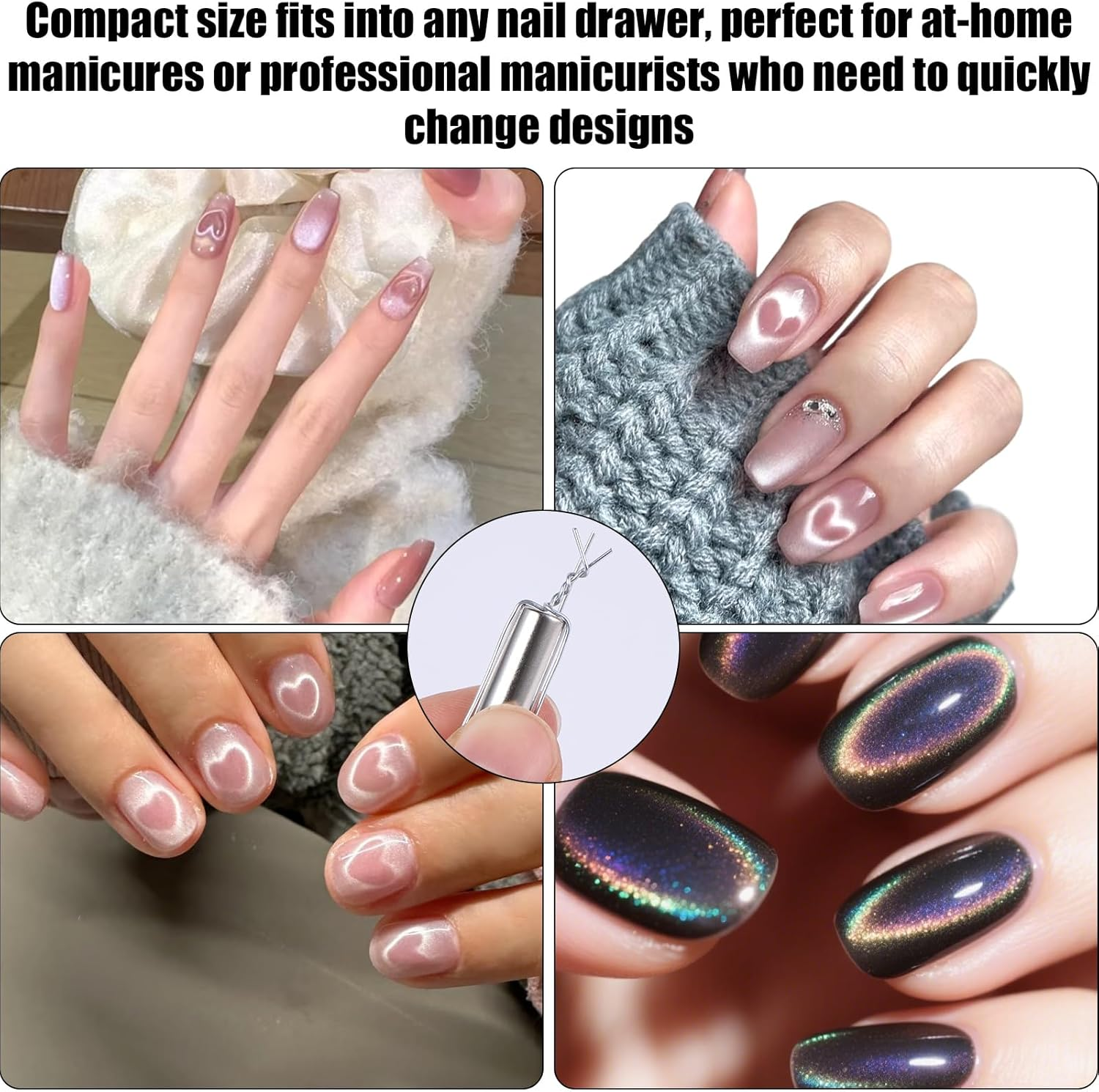 Gosknor Cat Eye Magnet for Nails, 0.95In Double Head Nail Magnet Gel Polish Magnetic Stick Nails Design Tool with Metal Wires for Home DIY Salon Studio Manicure image number 2