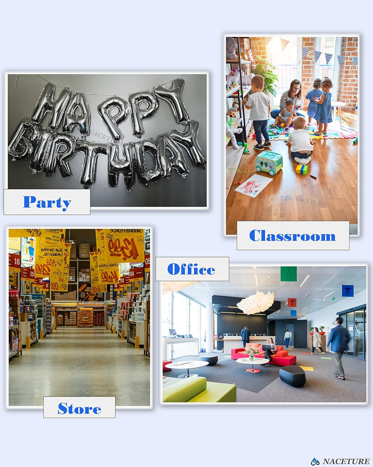 NACETURE 30 PCS Drop Ceiling Hook for Hanging &ndash; 10 Pack White Heavy Duty Ceiling Hooks & 20 Pack Drop Ceiling Clips Suspended Ceiling Decorations Tile Hanger for Classroom Office Home Wedding image number 6