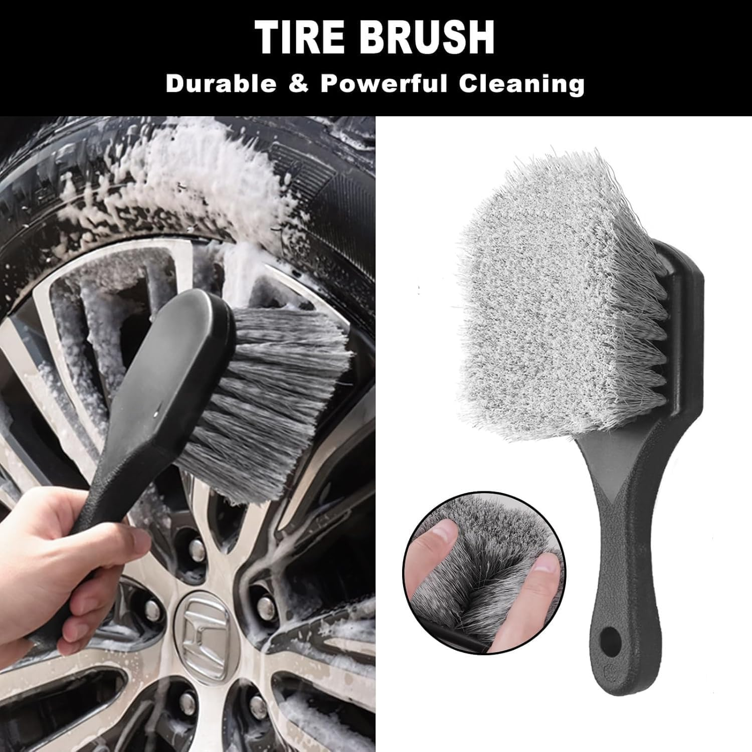 8PCS Car Wheel Tire Brush Kit, Tire Wheel Soft-Bristled Rim Cleaner Brush, Soft-Bristled Rim,Microfiber Bendable Shine Applicator Pad, Car Detailing Brushes Supplies Kit image number 2