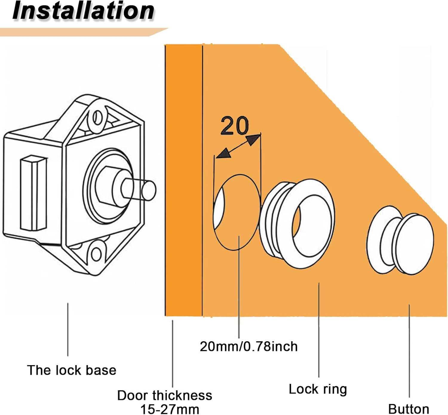2Pcs Mini Brown Push Button Latch Cabinet Door Catch Keyless Cupboard Locks Drawer Cupboard Door Catch Lock Knob Caravan Boat RV image number 1