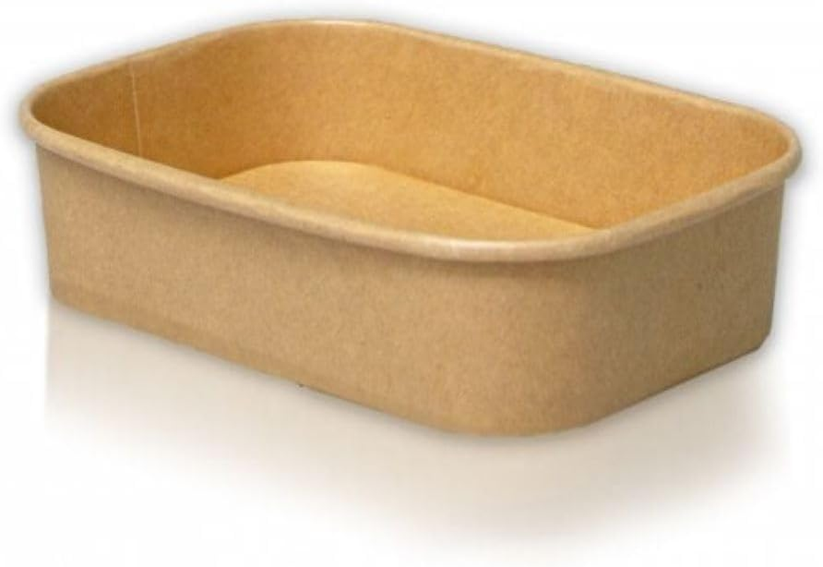 50 Sets, Kraft Disposable Salad Bowls W/Lids 500Ml (45Mm X 175Mm X120Mm), 17Oz Rectangular Kraft Paper Bowls, Oil-Proof Meal Prep Food Container for Restaurant, for Hot and Cold Take Out, Eco-Friendly image number 5