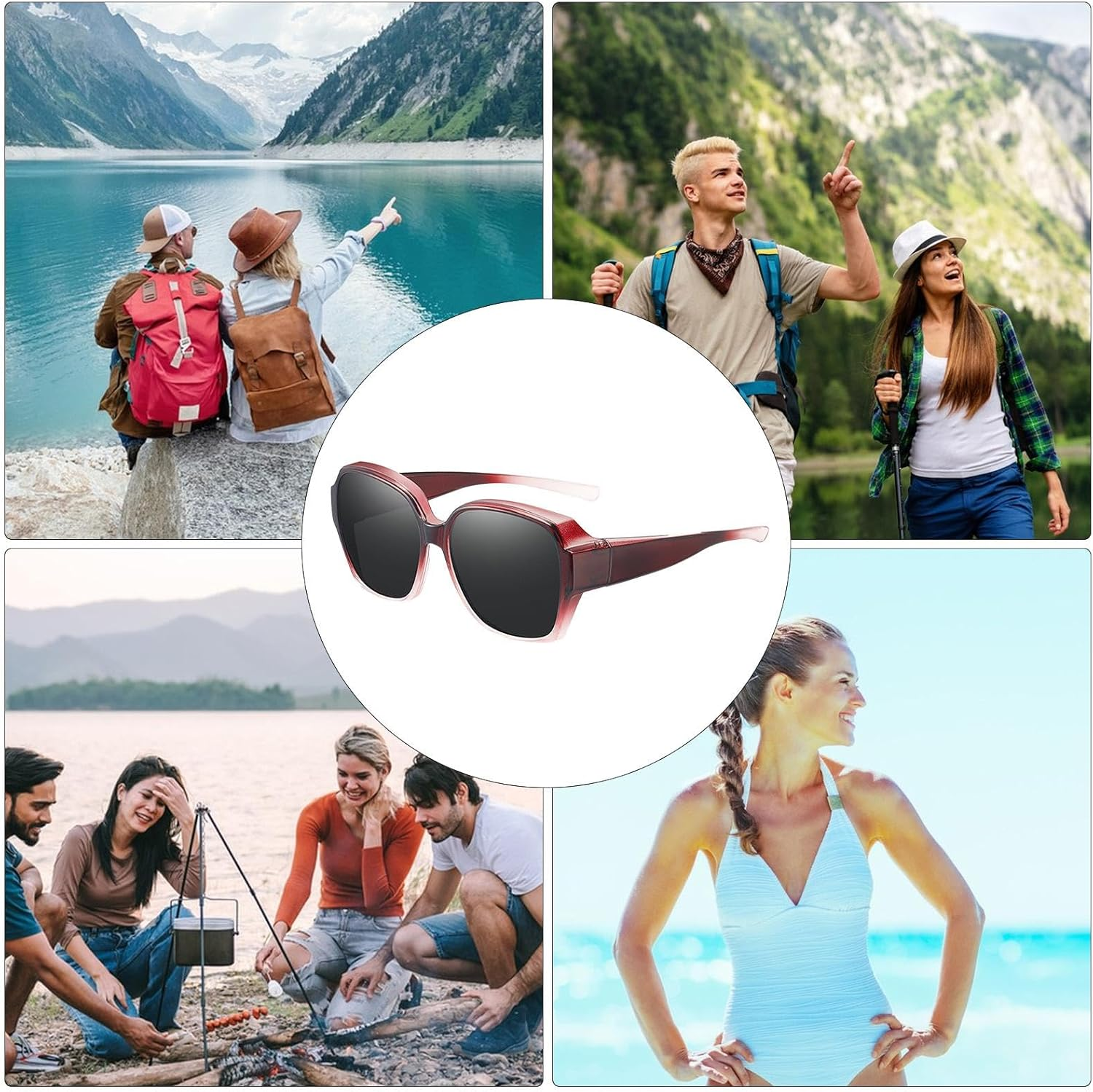 Polarized Fit over Sunglasses | Fit over Glasses Sunglasses Womens Oversized Sunglasses, Fitover Wrap around Eyewear for Men Women | Polarized Snap Shades Sunglasses, Lightweight image number 4