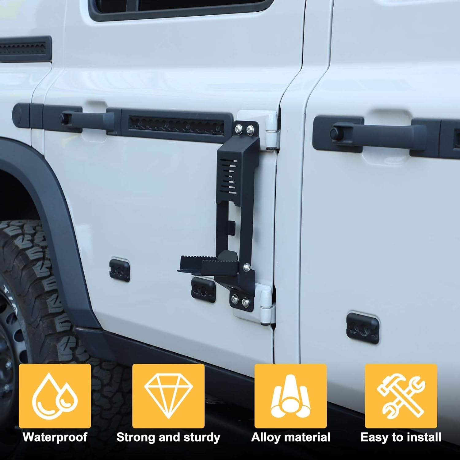 Yinaniutos Door Hinge Step Compatible with INEOS Grenadier 2020-2025 Accessories | Carbon Steel Folding Foot Pedal Roof Access | 1PC Set image number 1