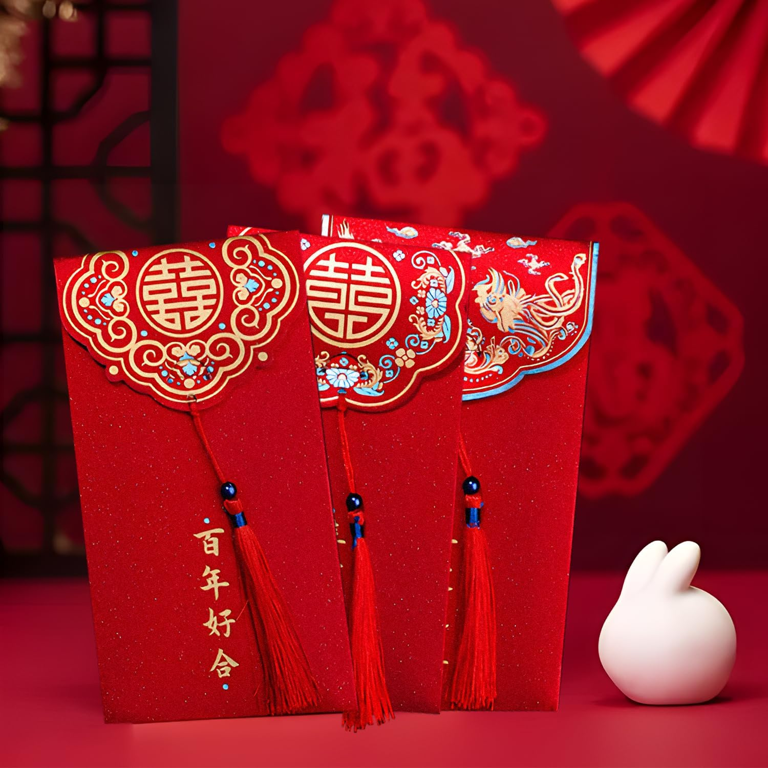6 Pcs Red Envelopes, Thousand Yuan Red Packets, Red Envelope Gifts, Tie the Knot Red Envelope, Red Envelope Gifts for Wedding Happy image number 5