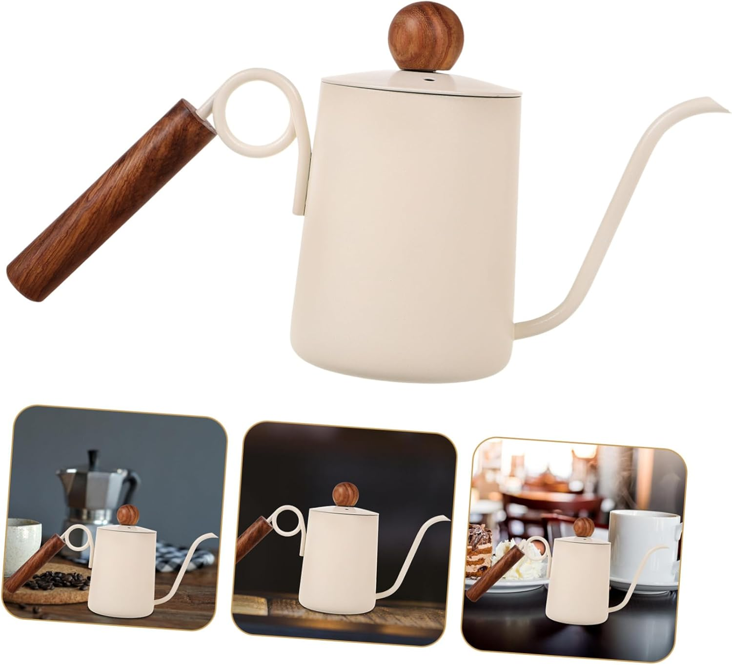 GRIRIW Vintage Style Steel Coffee Maker Stainless Steel Pot Long Spout Drip Pot for Gooseneck Tea Kettle Espresso Decanter