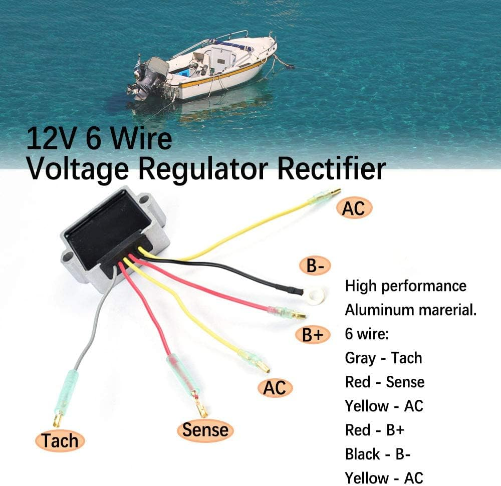 883072T Rectifier Voltage Regulator 6 Wire 12 Volt Compatible with Mariner Mercury Outboard 830179T, 815279T, 854515, 815279, 856748, 883072-75-200HP 1987-2005 - 2/3/4/6 Cylinder image number 3