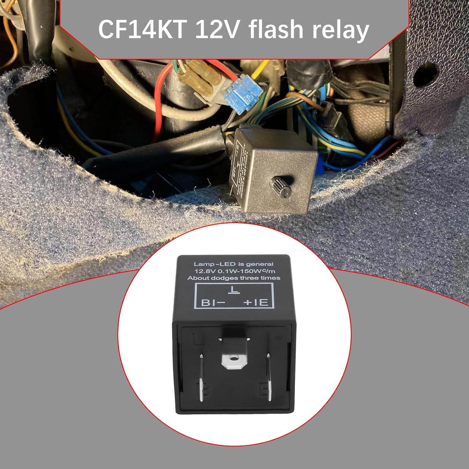 2Pcs CF14KT 3Pin 12V Flasher Relay Adjustable LED Electronic Flasher Relay Fixes Car Turn Signal Warn Hyper Blink Flash or No Flashing for Car Vehicle Motorcycle image number 4