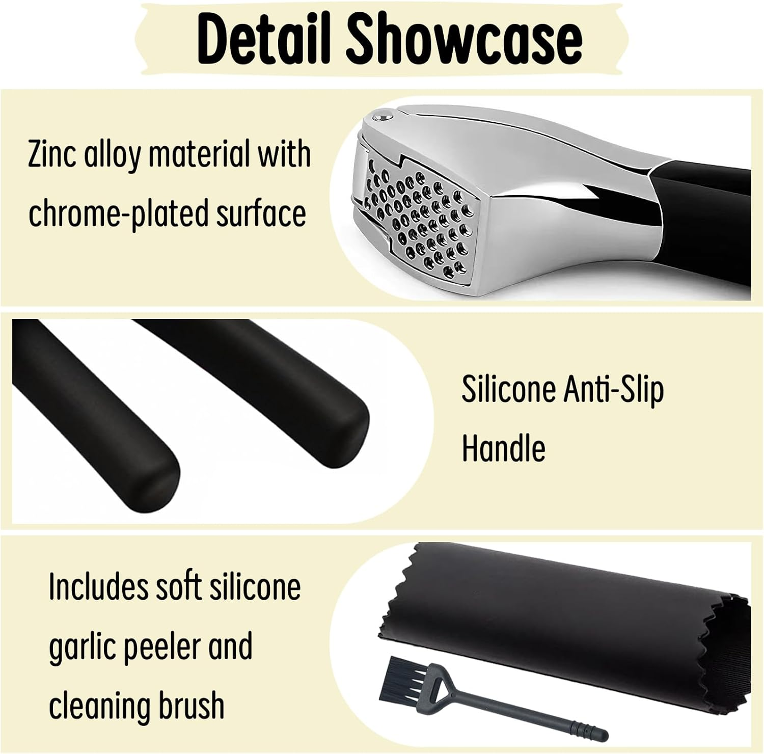 Professional Stainless Steel Garlic Press Set &ndash;Easy to Clean, Dishwasher Safe, Rust-Proof Design for Effortless Garlic Preparation image number 6