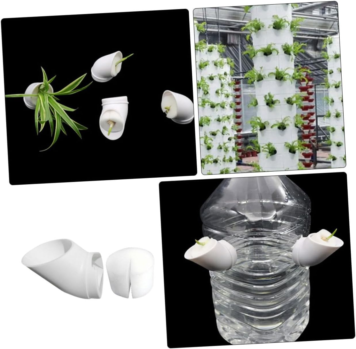 BESPORTBLE Hydroponic Column Tower for Indoor Garden Includes Cups for Plant Cultivation for Balcony Vegetable Growing Reusable Mesh Nursery Plant Cups and Sponge Supply image number 5