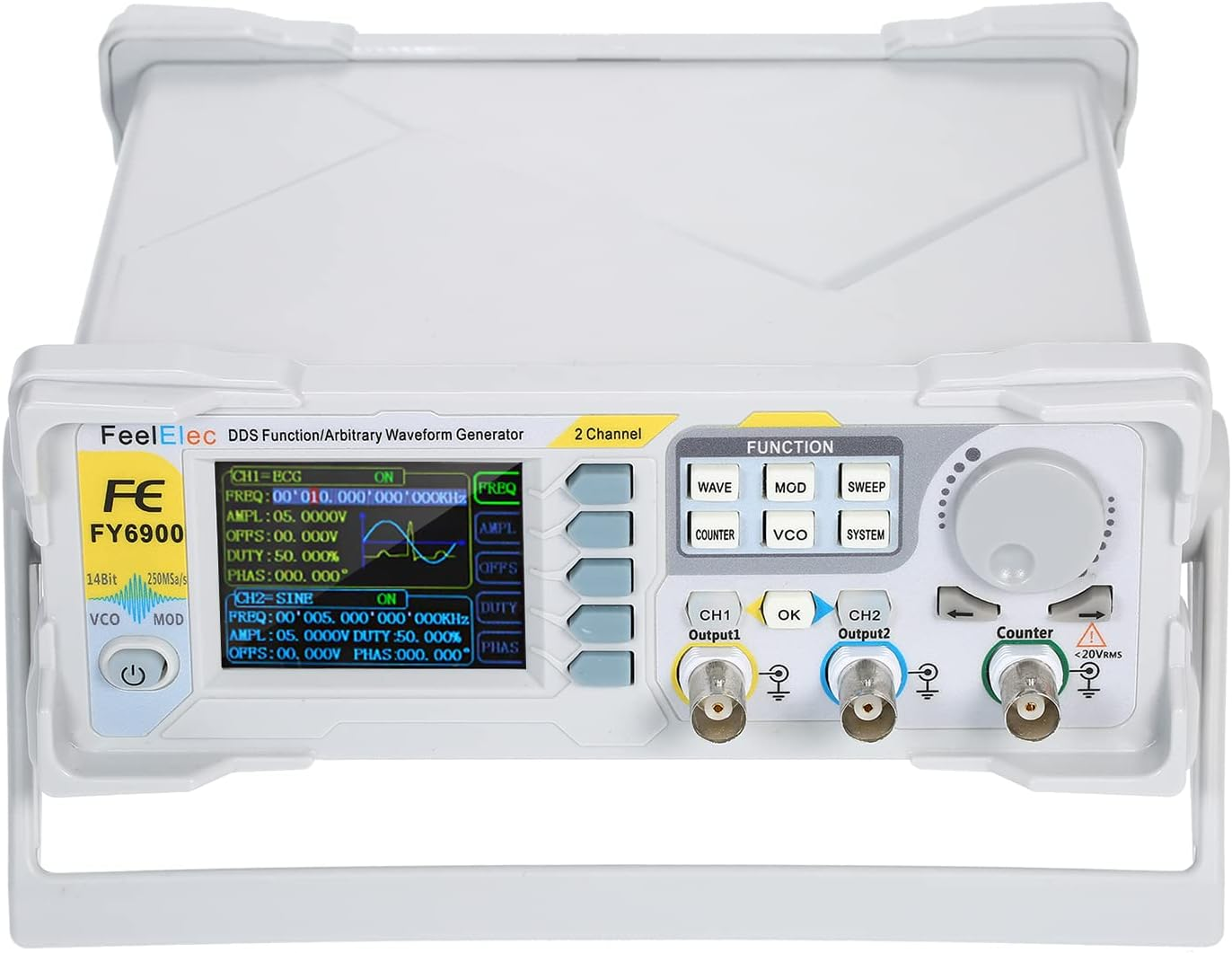 Mingzhe 60Mhz Function Signal Generator High Precision Digital DDS Dual-Channel Function Signal/Arbitrary Waveform Generator Pulse Signal Source 250Msa/S Frequency Meter VCO Burst AM/PM/FM/ASK/FSK/PSK image number 5