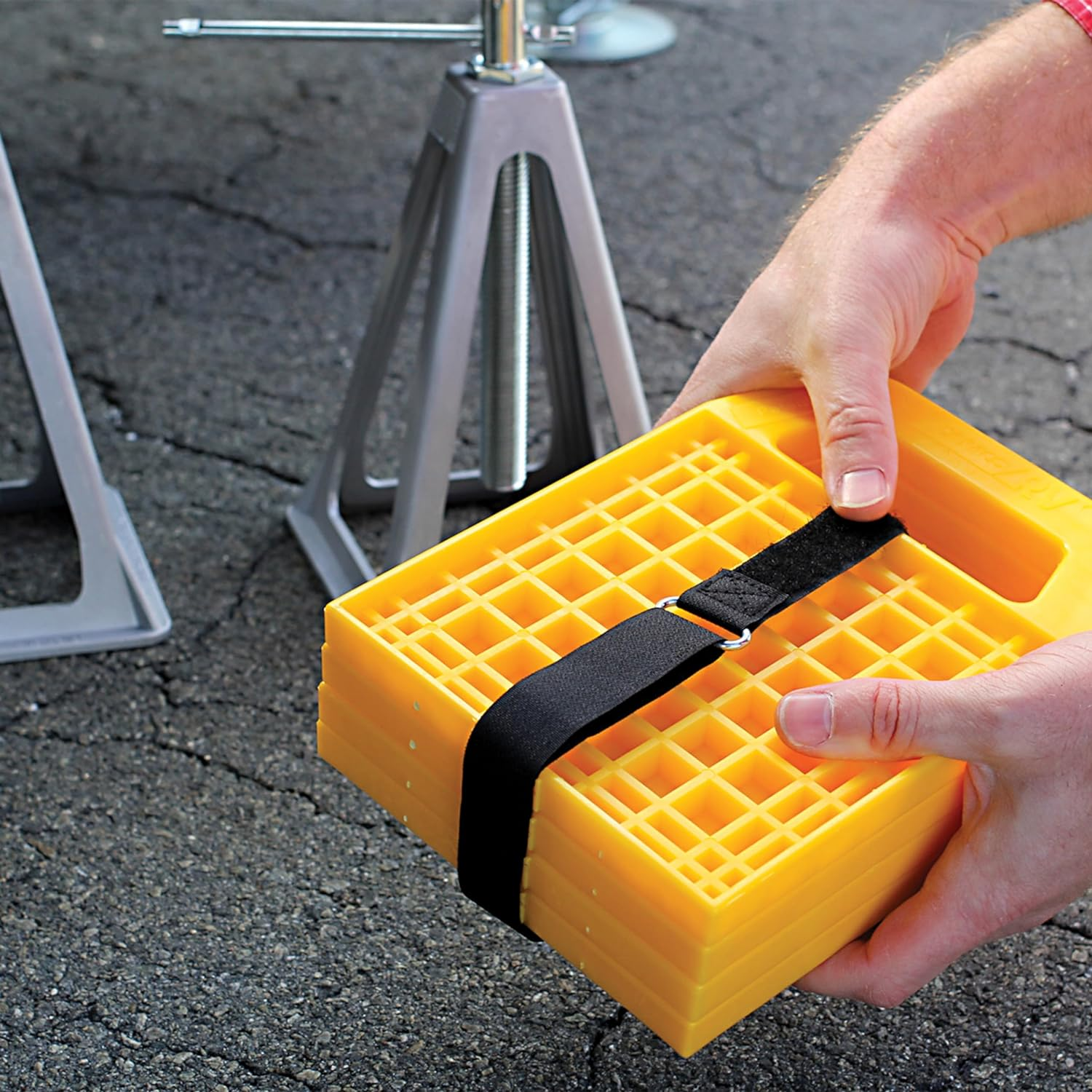 Camco Camper/Rv Stabilizing Jack Pads - Features Interlocking Design & Includes Handy Strap for RV Storage and Organization - Molded of Strong UV Stabilized Polypropylene - 4-Pack (44595) image number 5