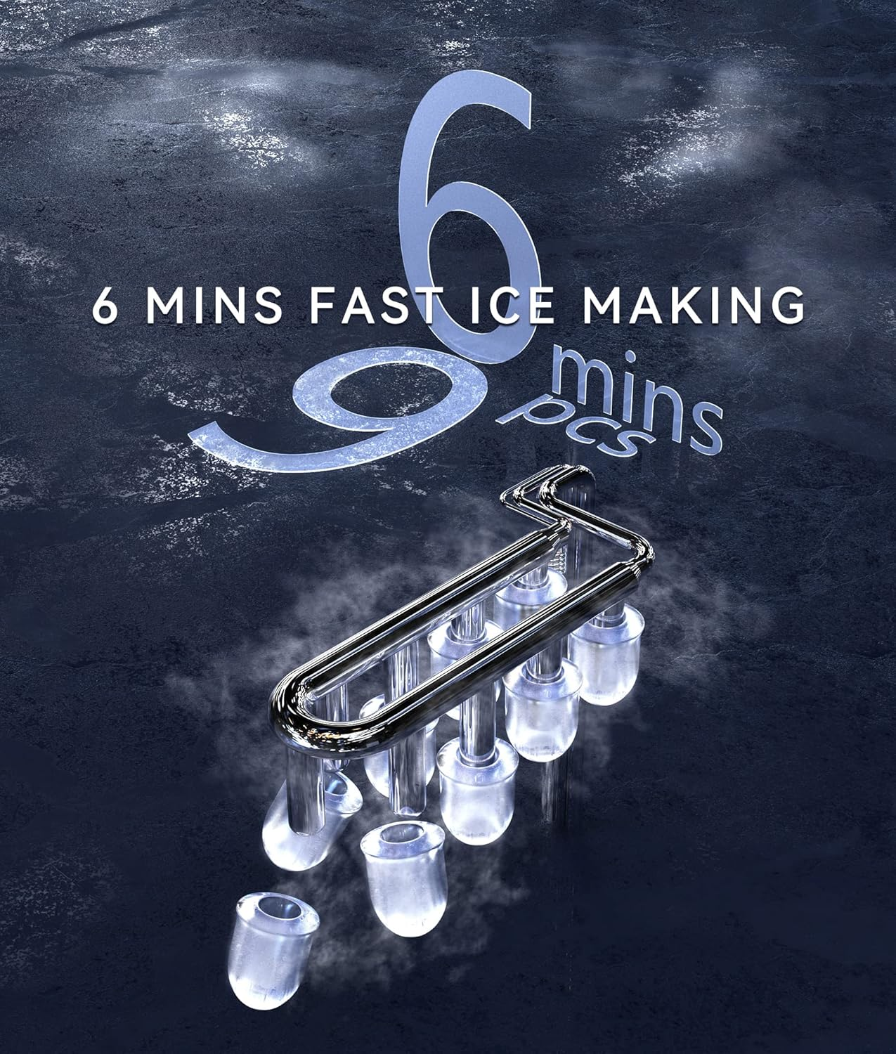 Ecozy Ice Maker Machine, Portable Ice Machine, 9 Ice Cubes in 6 Mins, 12KG in 24Hrs, 2 Sizes of Ice, Self-Cleaning Ice Cube Maker, Countertop Ice Maker for Home/Office/Kitchen/Bar image number 1