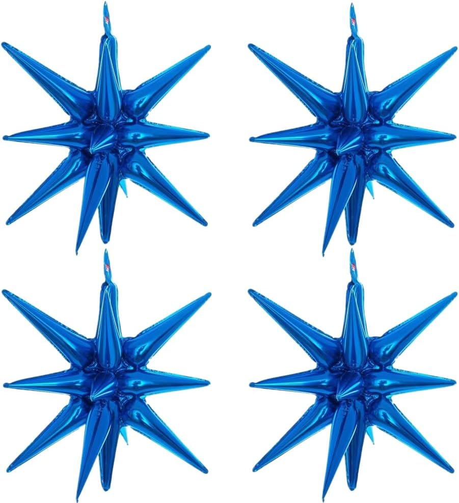 4Pcs, Black Star Balloons, Black Large Spike for Disco Party Decorations, Vintage Party, Masquerade, Halloween, Birthday, Graduation, New Year