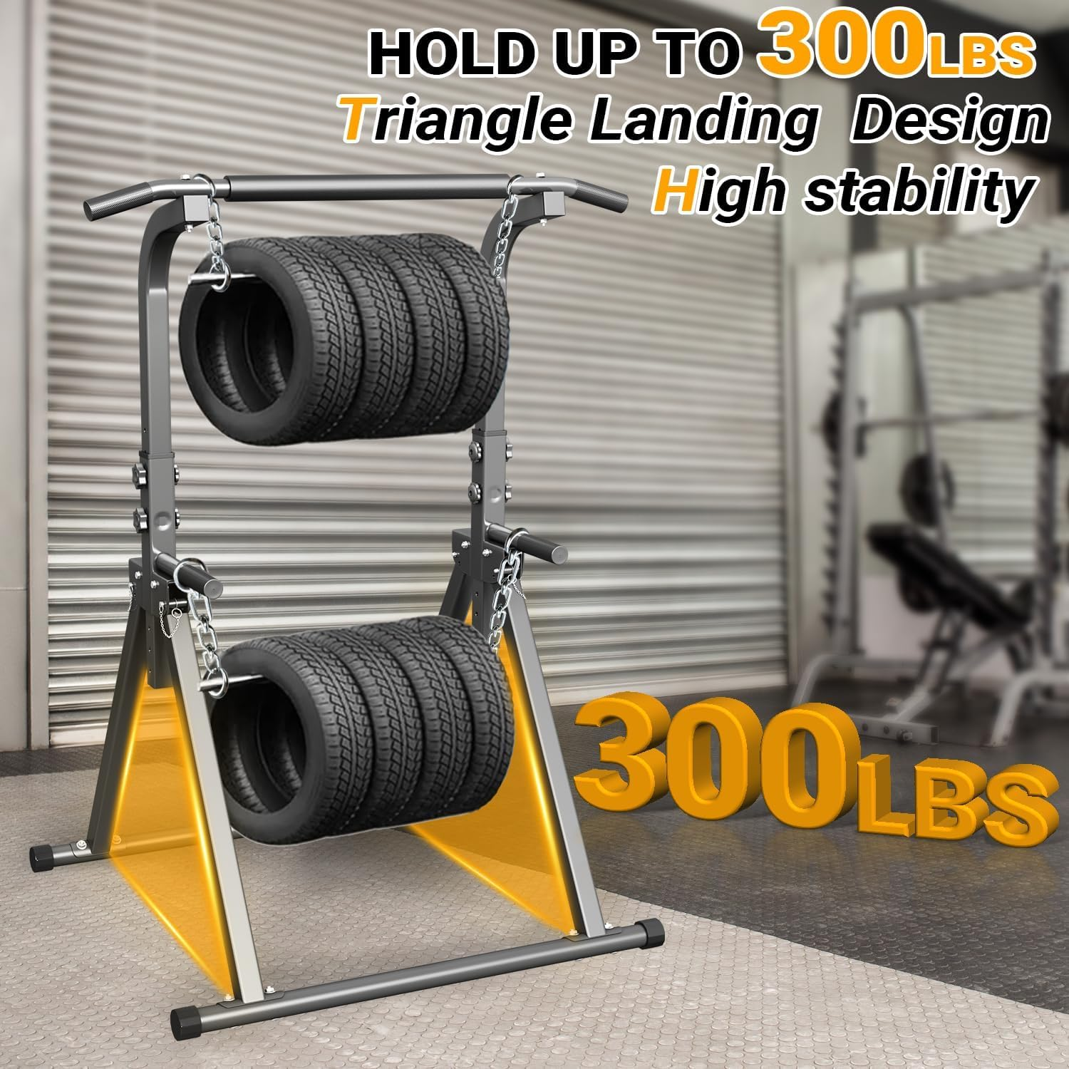 Foldable Pull up Bar, Free Standing Multi-Function Power Tower Dip Bar Height Adjsutable Home Gym Strength Training Equipment 300 LBS Weight Capacity image number 1