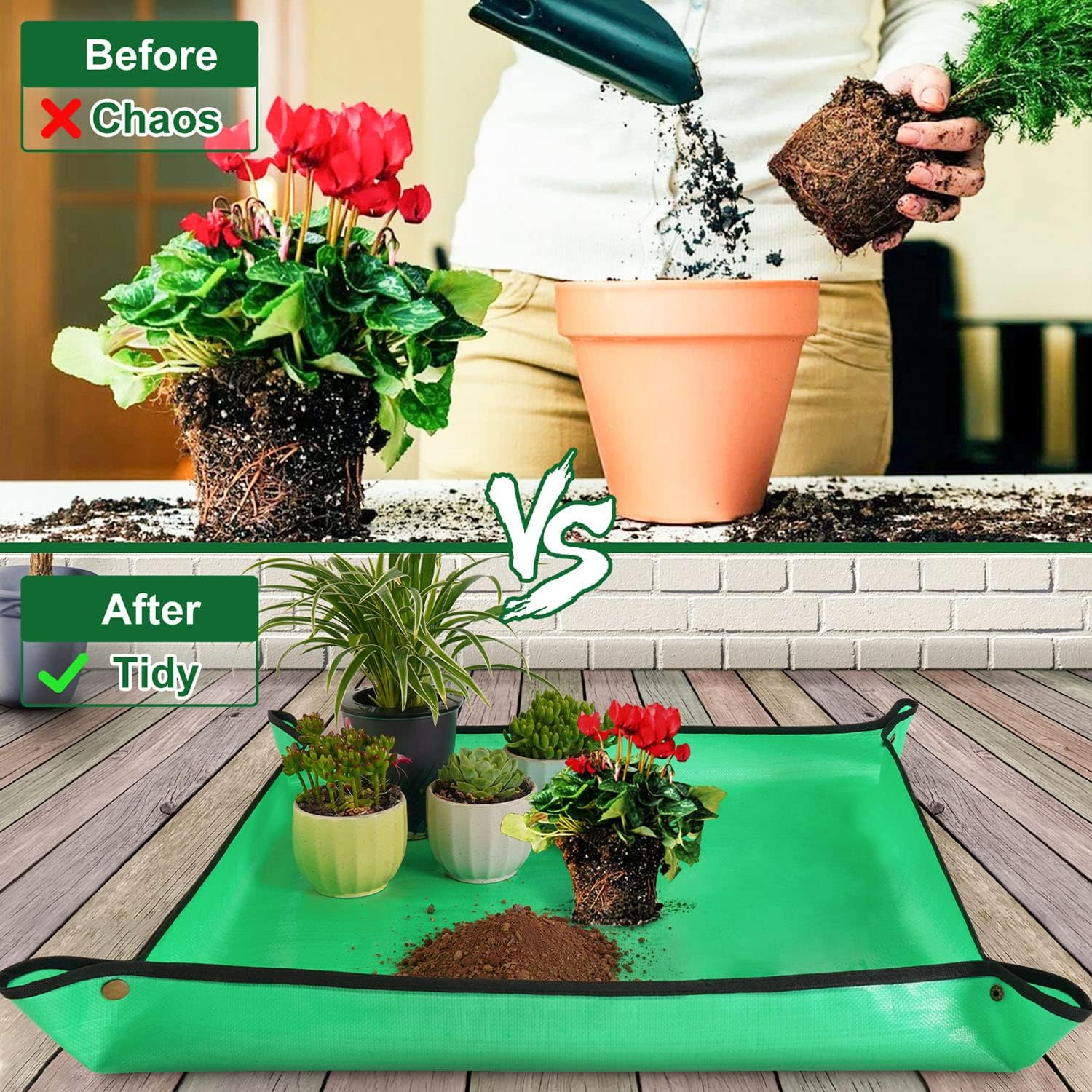 HNXTYAOB Repotting Mat for Indoor Plant Transplanting and Mess Control 27"X 27" Thickened Waterproof Potting Tray Foldable Succulent Potting Mat Portable Gardening Mat Garden Gifts for Women & Men image number 5