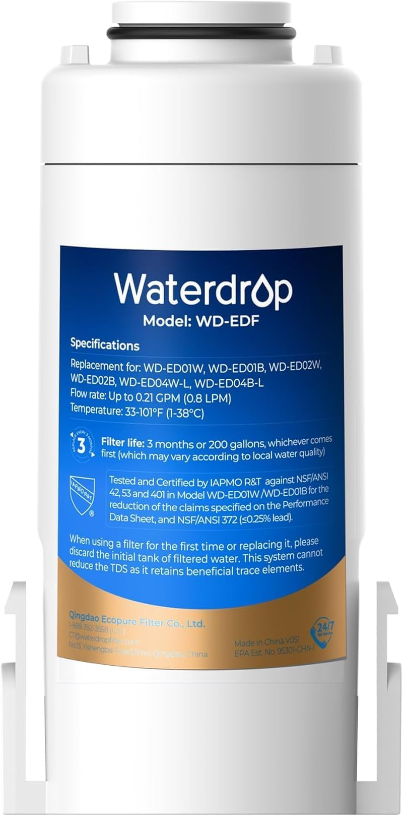 Waterdrop WD-EDF Replacement Filters for Waterdrop Electirc Water Filter Pitcher -, 3 Months or 200 Gallons, NSF/ANSI 401&53&42, 1 Filter image number 2