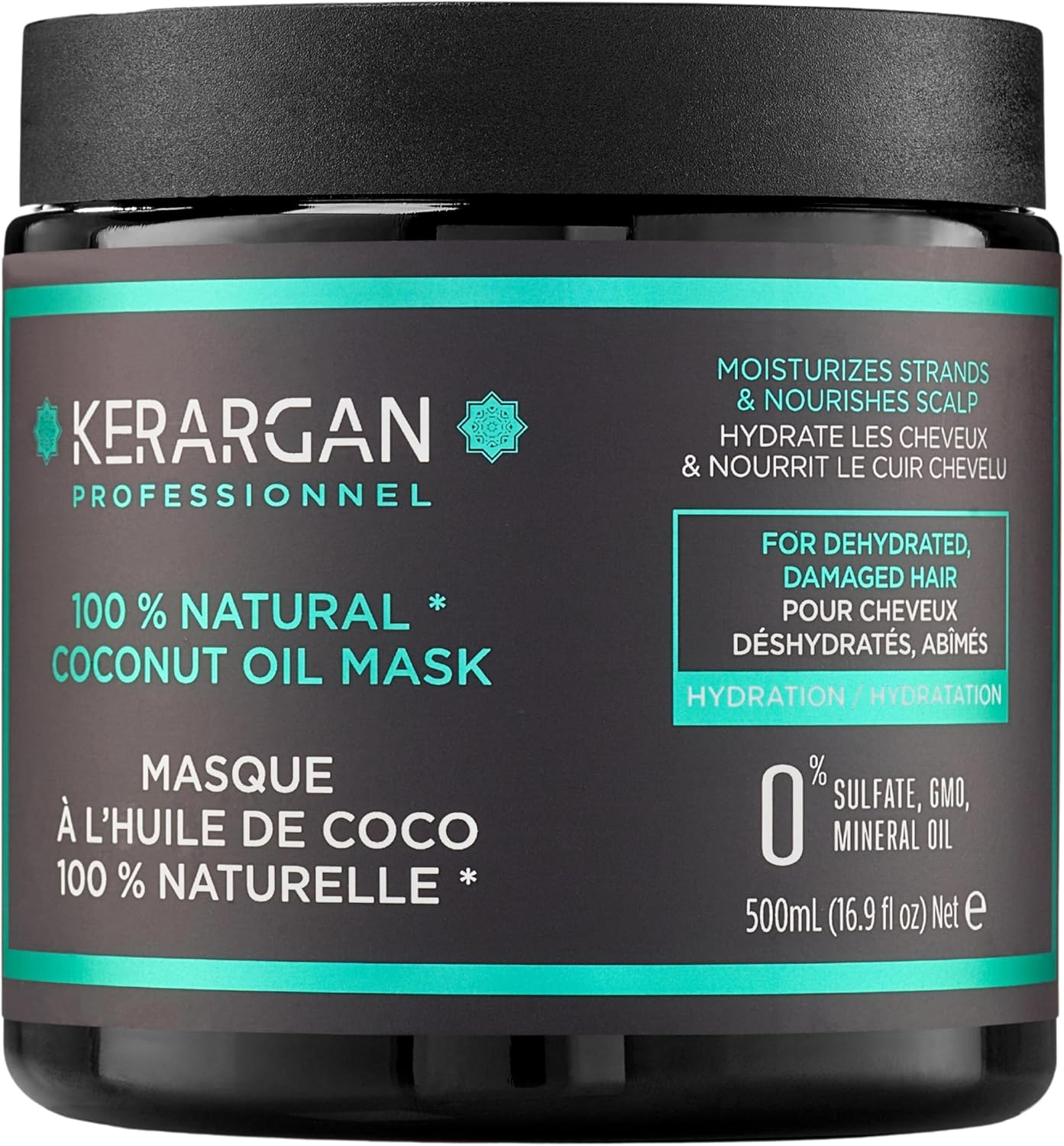 Kerargan - Hair Mask with Coconut, Argan and Chamomile Oil to Deeply Nourish Your Hair and Moisturise - for Dry and Brittle Hair - No Sulphates, Parabens and Silicone - 500 Ml image number 5