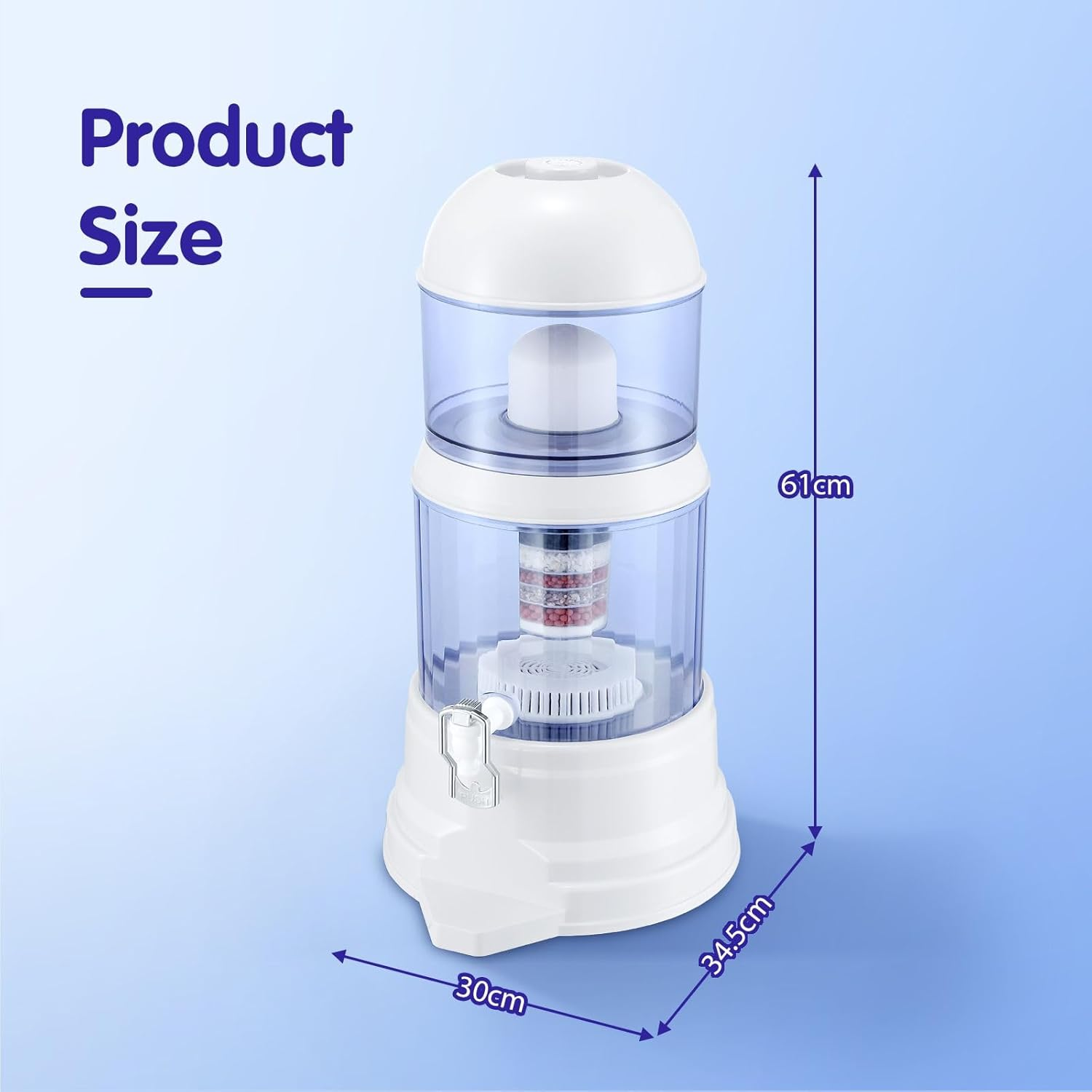 Maxkon 8 Stages Water Filter 16L Filtration Dispenser Countertop Home Office Mineral Carbon Ceramic Purifier System image number 1