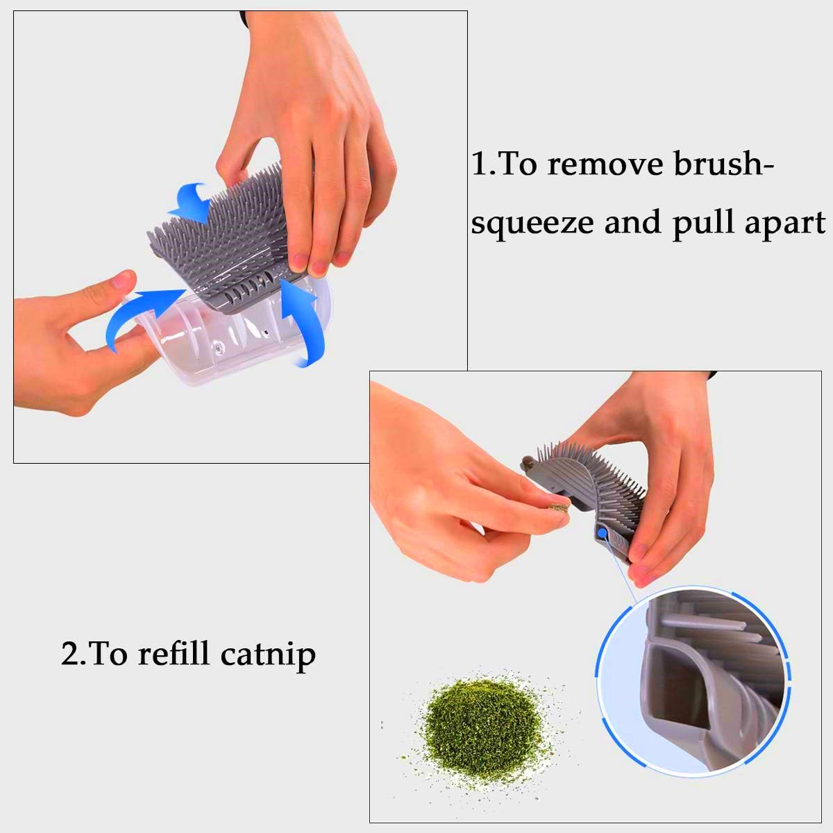 Cat Self Groomer with Catnip Pouch, 4 Pack Wall Corner Scratcher Groomers Soft Grooming Massage Combs for Short Long Fur Cats,Cat Brush Toy for Indoor Cats Kitten - 4 Pack image number 2