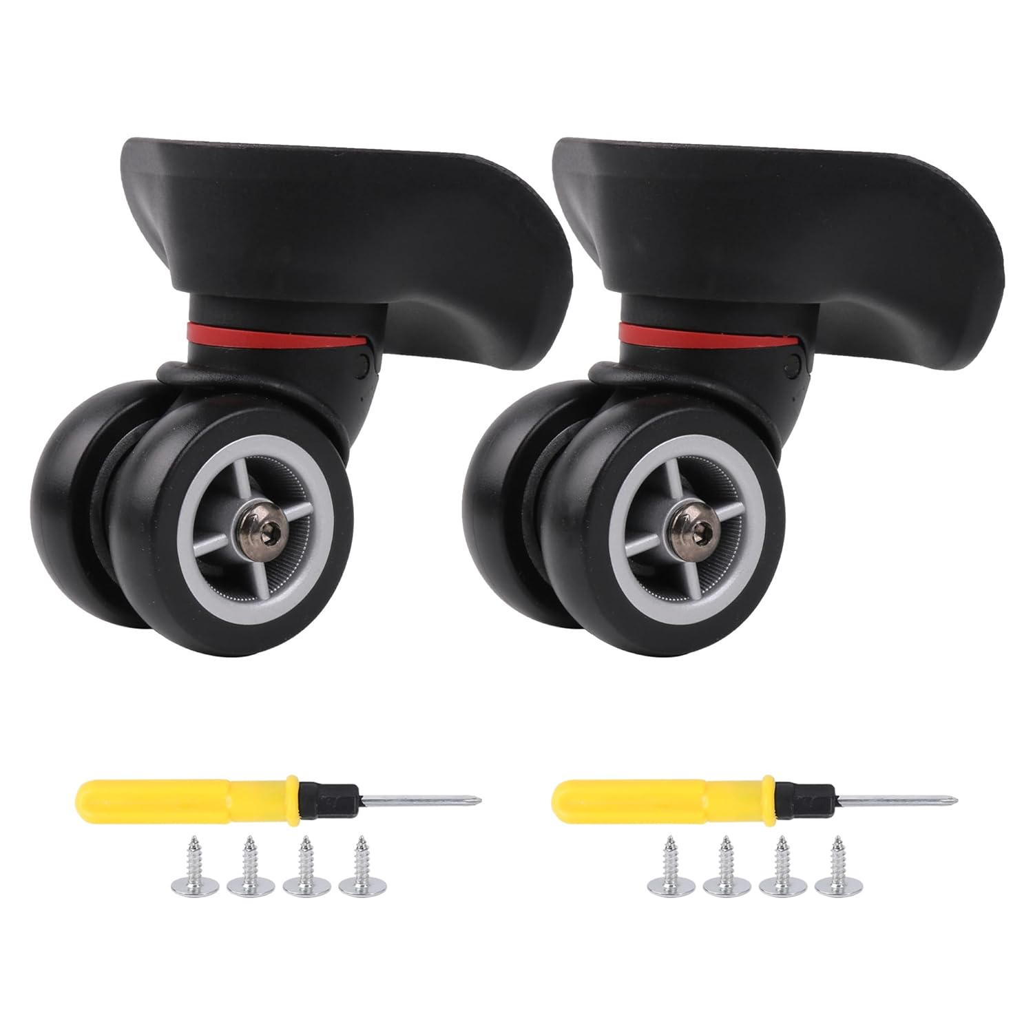 RDEXP 2Pieces Luggage Wheel 3.94 Inch Replacement W042-L Black Right Plastic W/Screw image number 3