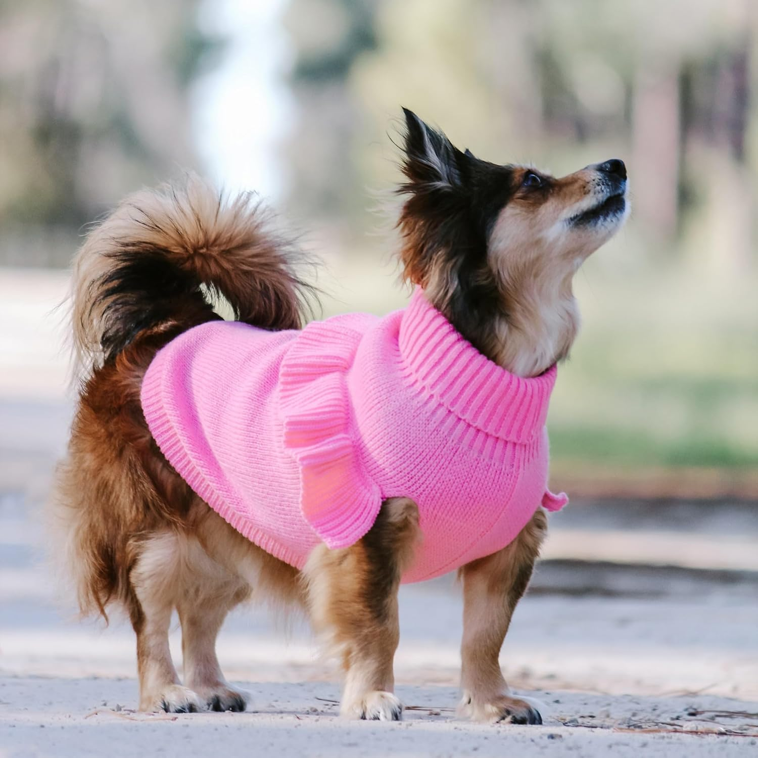 Huskimo Frill Knit Dog Jumper, Bubblegum, 40Cm