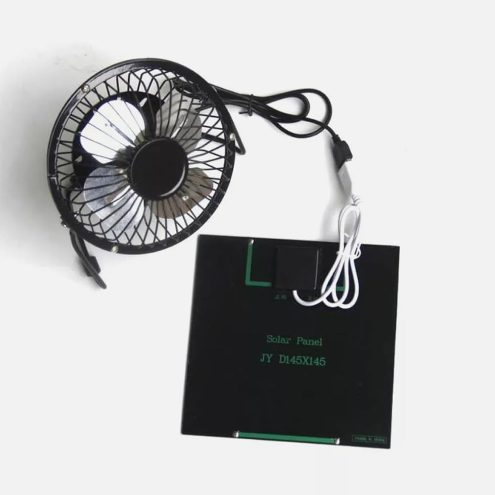 ZONADAH 3.5W 6V Solar Panel & USB Fan, Portable Solar Cooling Kit for Greenhouse, RV, Pet House, Outdoor, Camping, DIY Projects image number 1