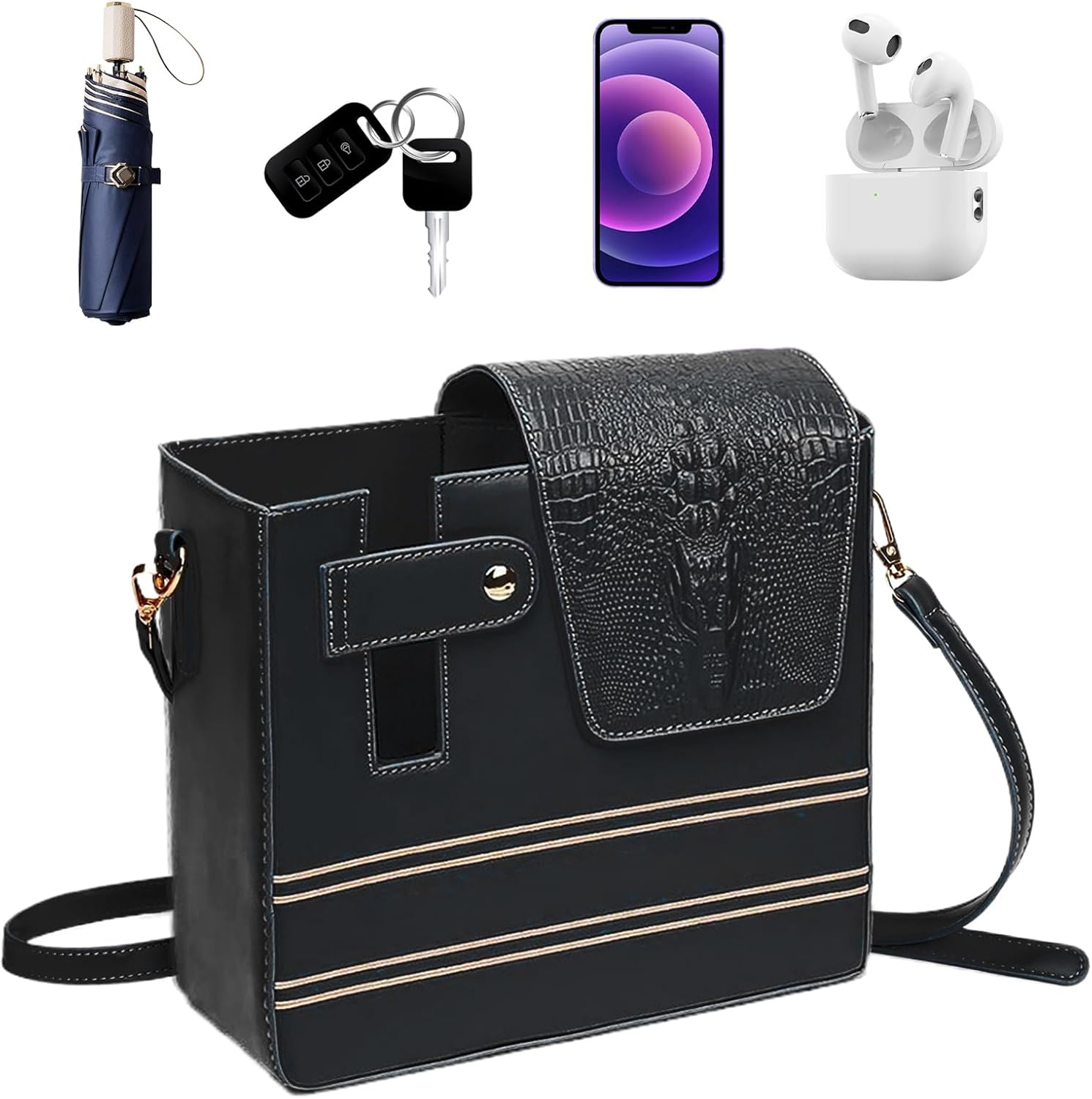 Purse with Cup Holder - Waterproof Portable Strap Pockets | Water Bottle Bag,Portable Shoulder Purse Multiple Pockets for Women Outdoor Sports Walking Hiking Travel Commuting Camping Cycling