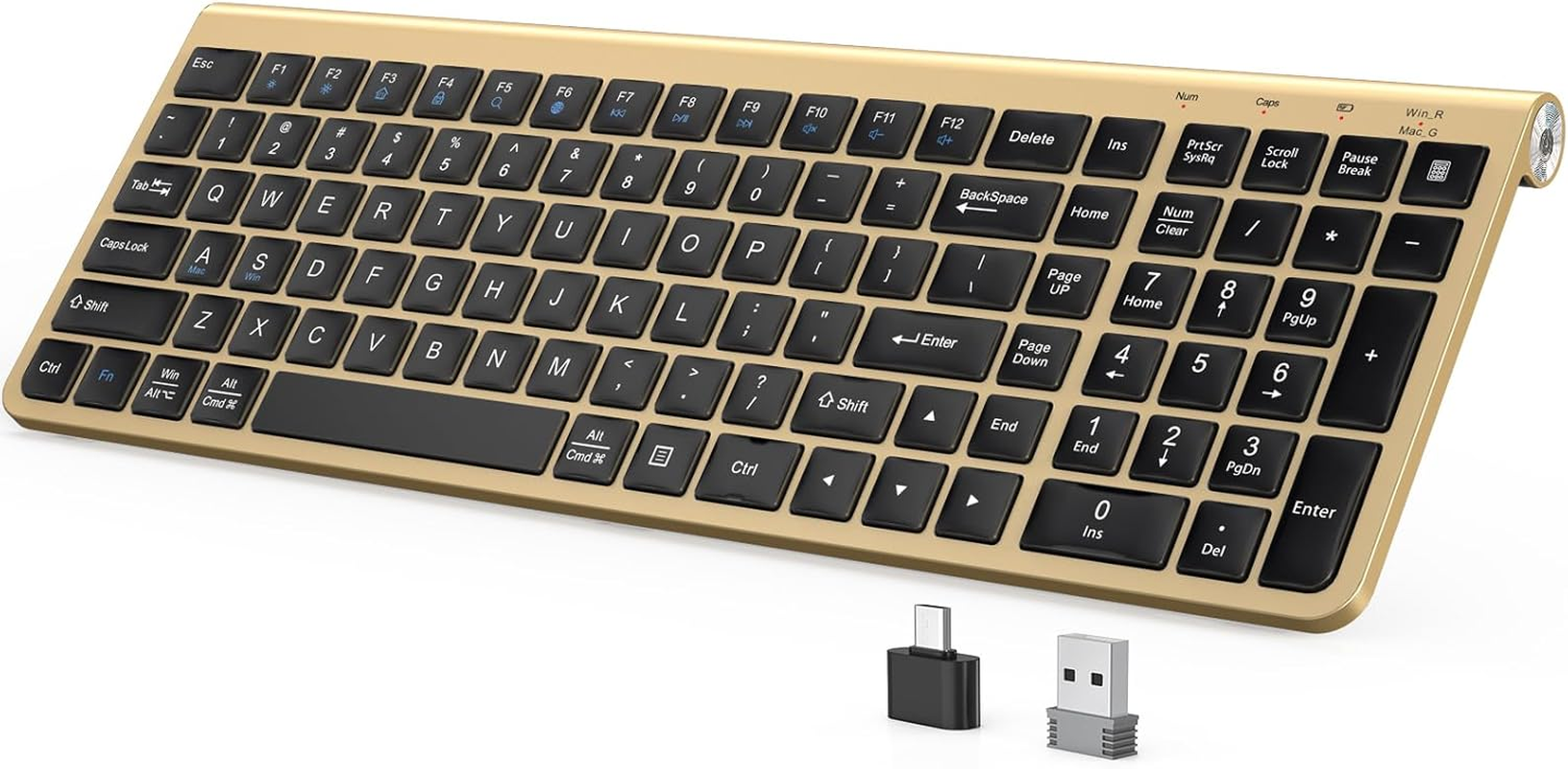 JOYACCESS Black Gold Wireless Keyboard with Low-Profile Keys - 2.4Ghz Full-Sized,Windows & Mac OS, Quiet,Ergonomic Keyboard for Computer, Laptop, PC, Mac,Windows- Gold image number 2