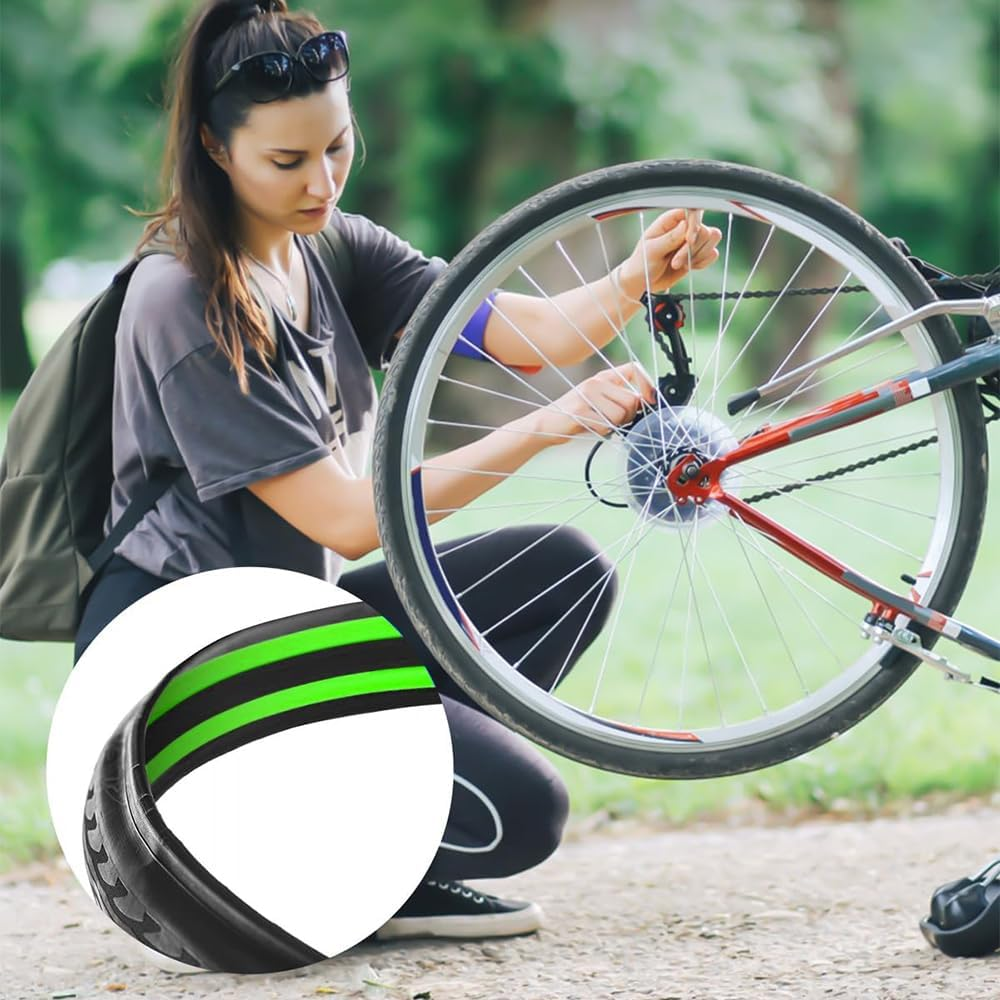 2 Pieces Bike Tyre Liner, Bike Inner Tube Protector, Anti-Puncture Inner Tube Protection Tapes, Bicycle Tube Flat Protector Compatible with 29"/26/700 C (Green) image number 4