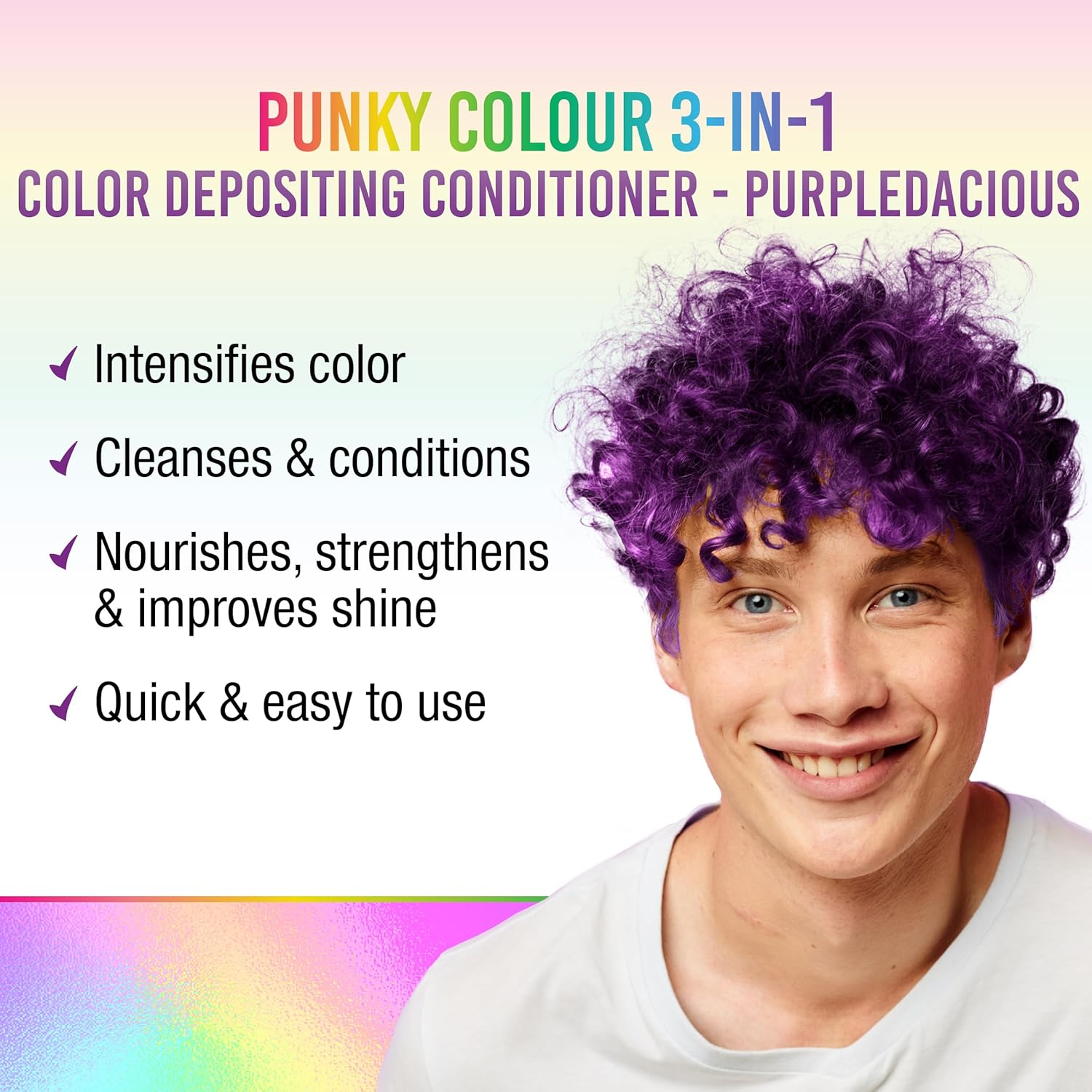 Punky Colour 3-In-1 Color Depositing Hair Cleanser & Conditioner, 8.5 Fl Oz. (Purpledacious) image number 4